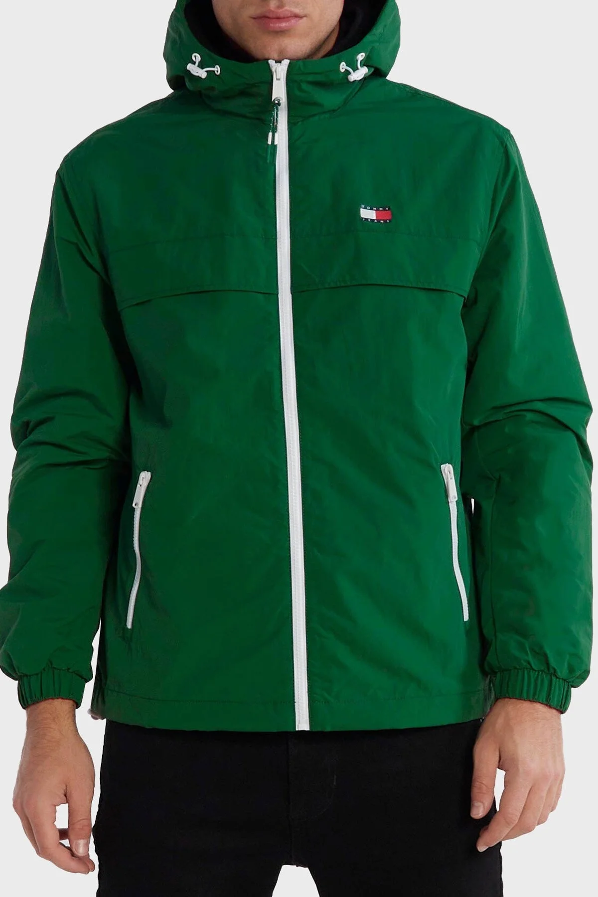 Tommy Jeans Logolu Fermuarlı Kapüşonlu Regular Fit Erkek Mont DM0DM17983 L4L YEŞİL - 1