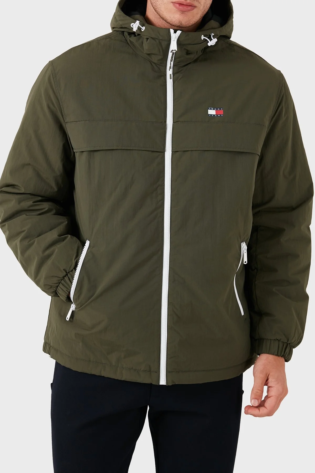 Tommy Jeans Logolu Fermuarlı Regular Fit Erkek Mont DM0DM18908 M12 YEŞİL - 1
