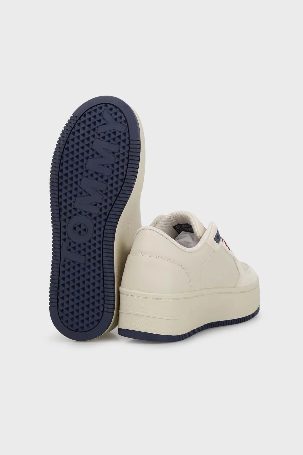 Tommy Jeans Logolu Hakiki Deri Flatform Sneaker Bayan Ayakkabı EN0EN02538 AEV BEJ - 4