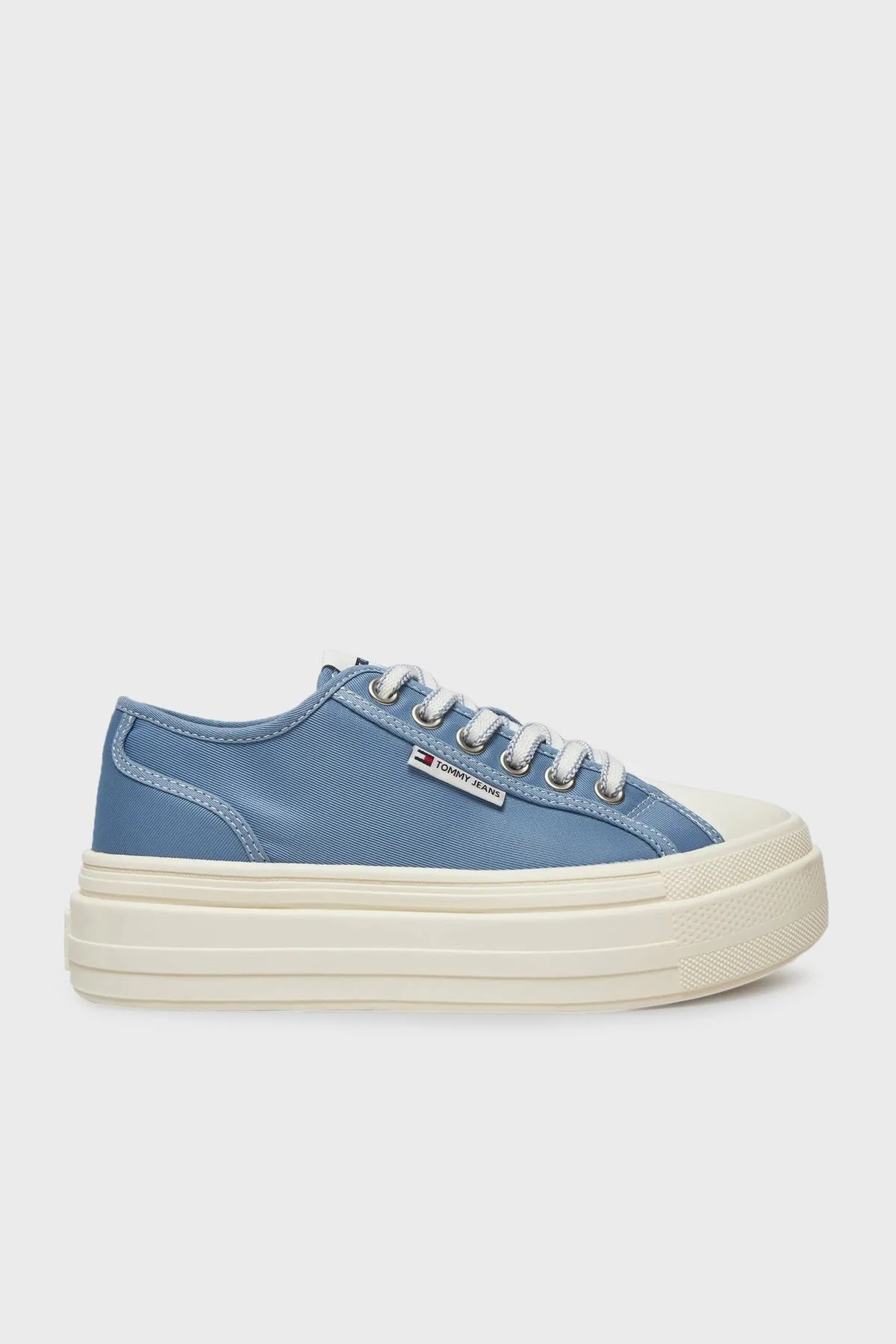 Tommy Jeans Logolu Kalın Tabanlı Sneaker Bayan Ayakkabı EN0EN02713 C33 BEYAZ-MAVİ - 1