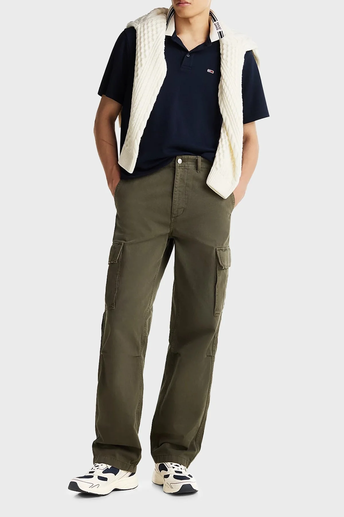 Tommy Jeans Logolu Kalın Tabanlı Sneaker Erkek Ayakkabı EM0EM01520 0G1 BEYAZ-LACİVERT - 9