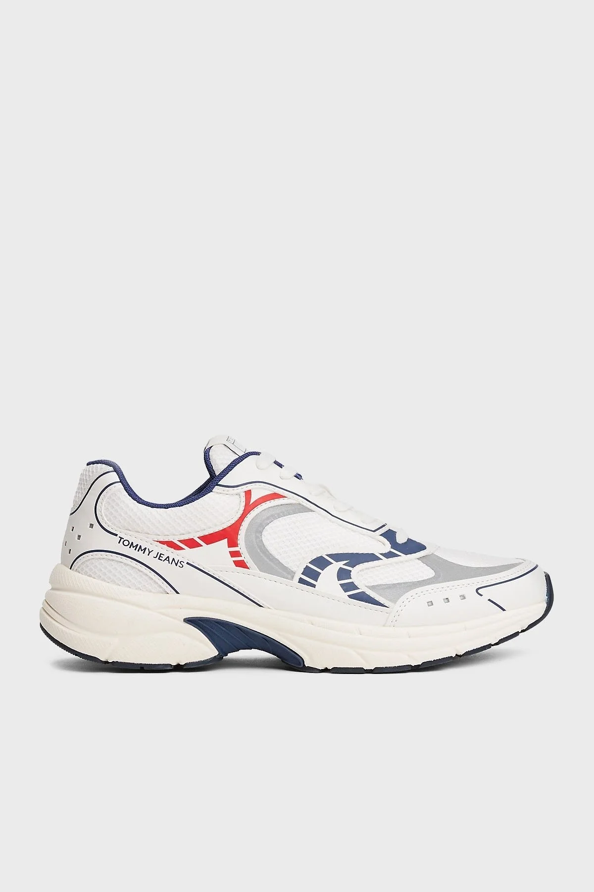 Tommy Jeans Logolu Kalın Tabanlı Sneaker Erkek Ayakkabı EM0EM01569 0G1 BEYAZ-LACİVERT - 1
