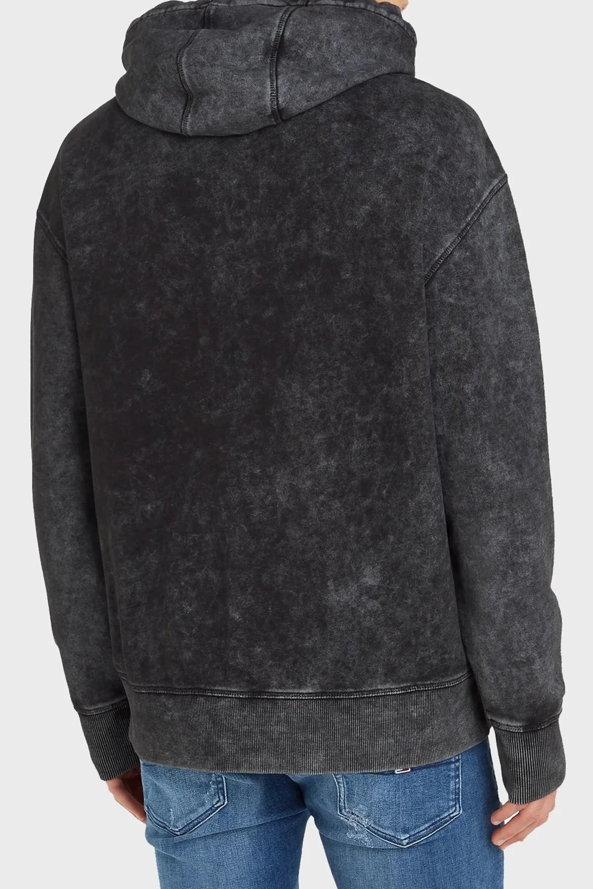 Tommy Jeans Logolu Kapüşonlu % 100 Pamuk Relaxed Fit Erkek Sweat DM0DM17787 BDS SİYAH - 2