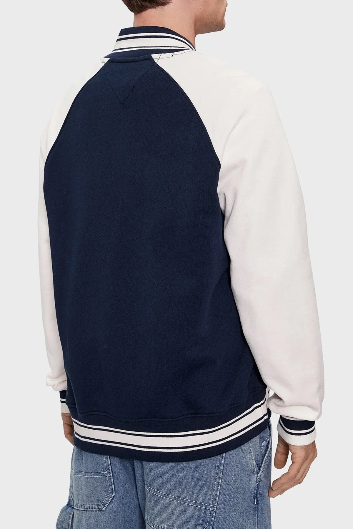 Tommy Jeans Logolu Kolej Yaka % 100 Pamuk Bomber Erkek Ceket DM0DM18400 C1G LACİVERT - 8