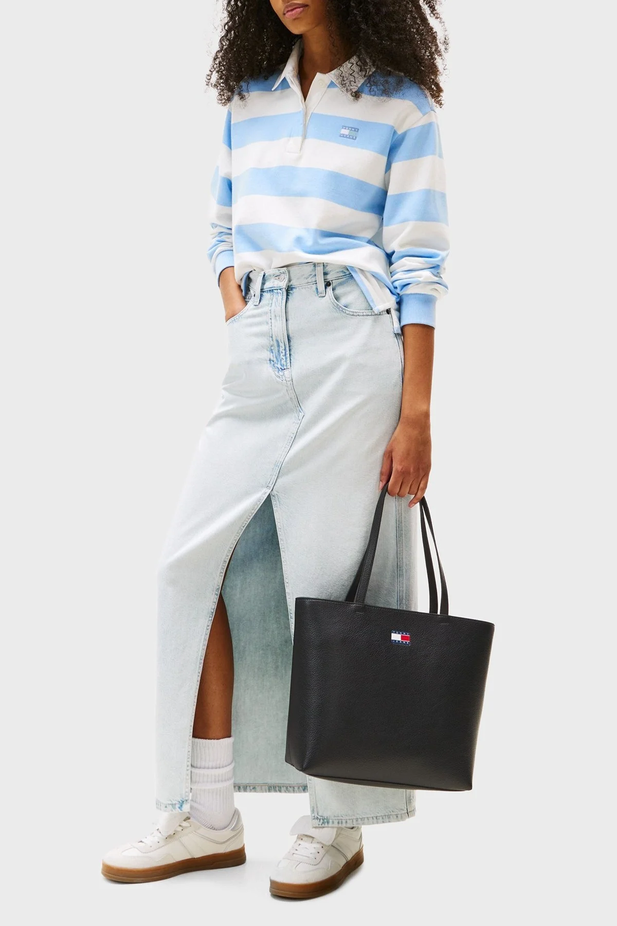 Tommy Jeans Logolu Omuz Askılı Tote Bayan Çanta AW0AW17549 BDS SİYAH - 2