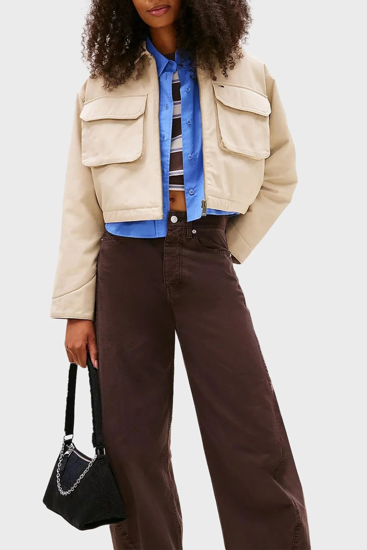 Tommy Jeans Logolu Omuz Askılı Zincir Detaylı Denim Bayan Çanta AW0AW18083 1BZ SİYAH - 2