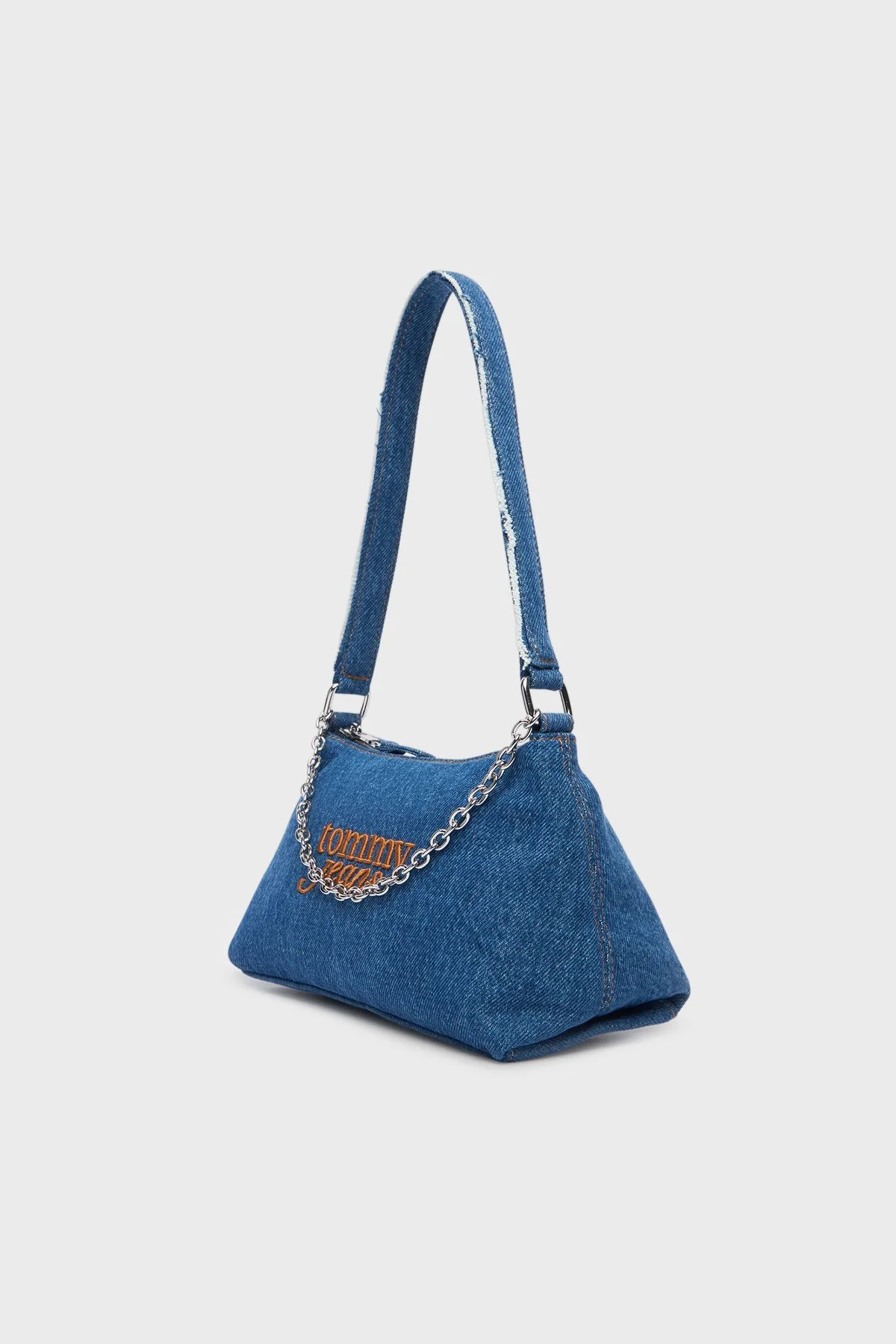 Tommy Jeans Logolu Omuz Askılı Zincir Detaylı Denim Kadın Çanta AW0AW18575 1A7 MAVİ - 4