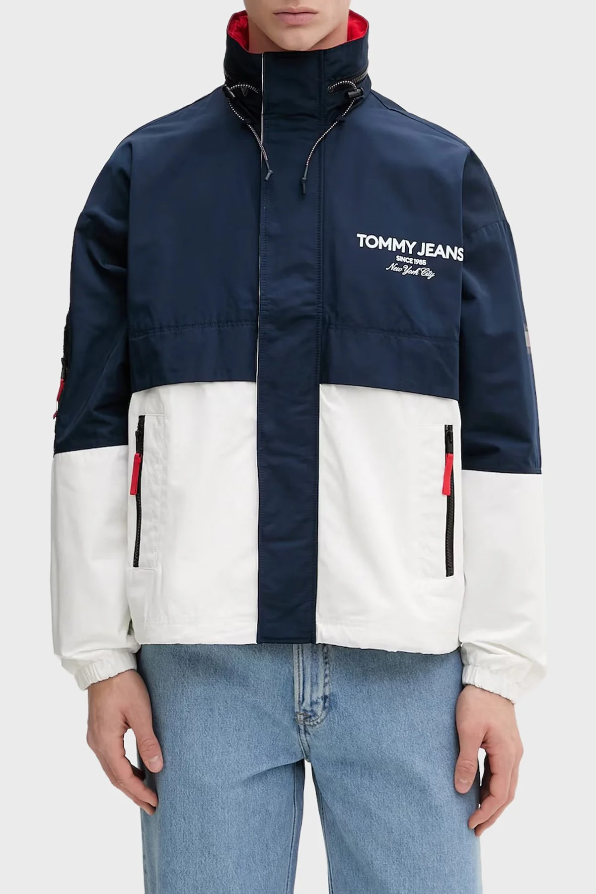 Tommy Jeans Logolu Oversize Logo Detaylı Dik Yaka Erkek Mont DM0DM22739 C1G LACİVERT - 1