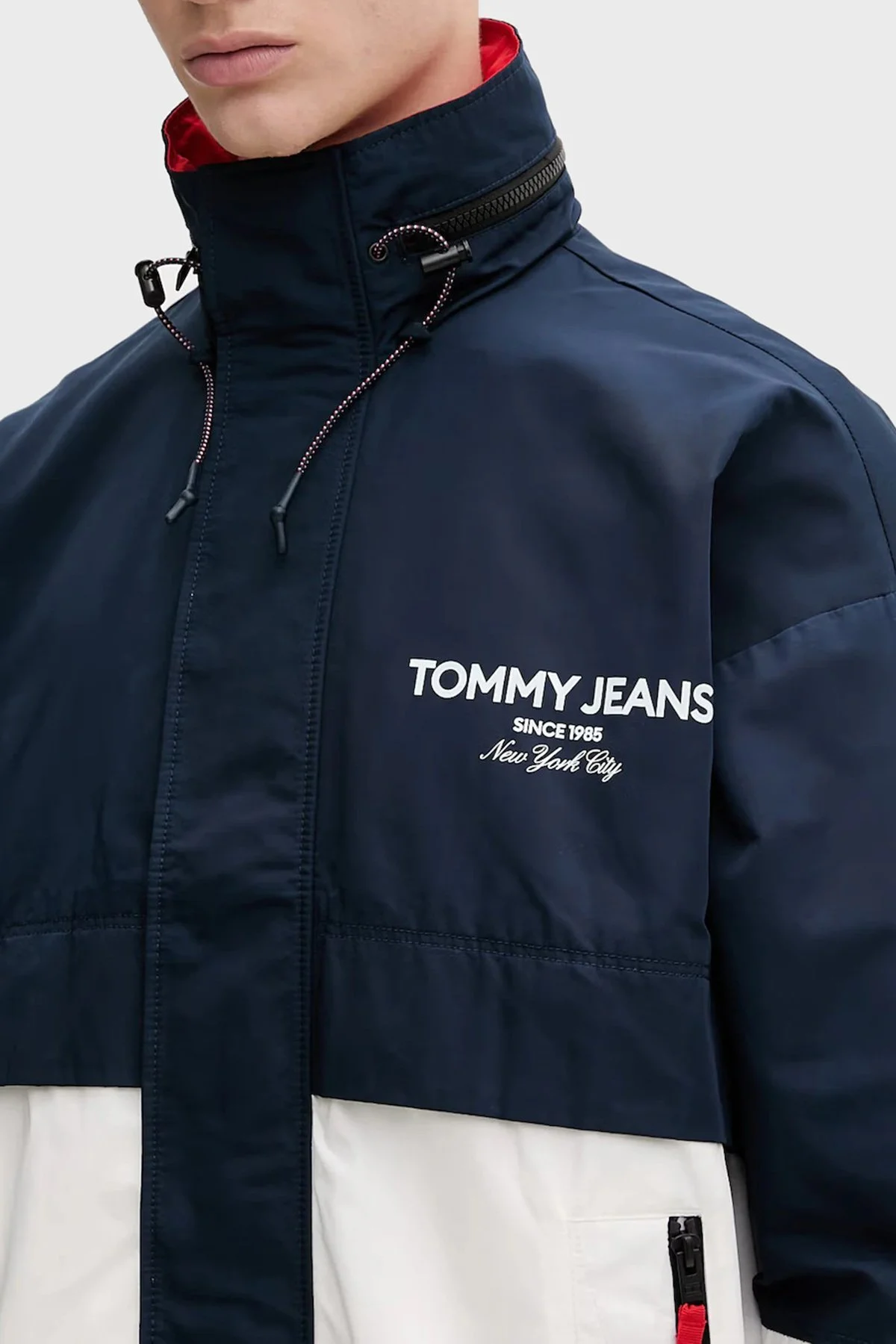 Tommy Jeans Logolu Oversize Logo Detaylı Dik Yaka Erkek Mont DM0DM22739 C1G LACİVERT - 4
