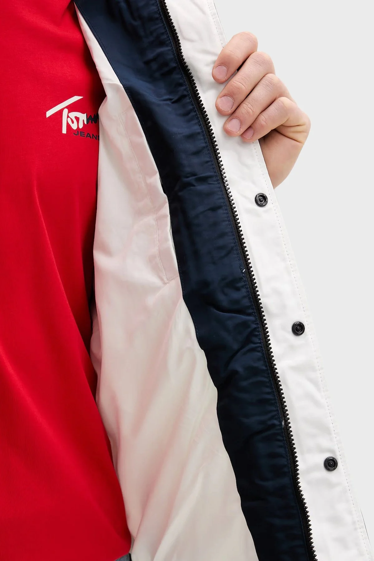 Tommy Jeans Logolu Oversize Logo Detaylı Dik Yaka Erkek Mont DM0DM22739 C1G LACİVERT - 6