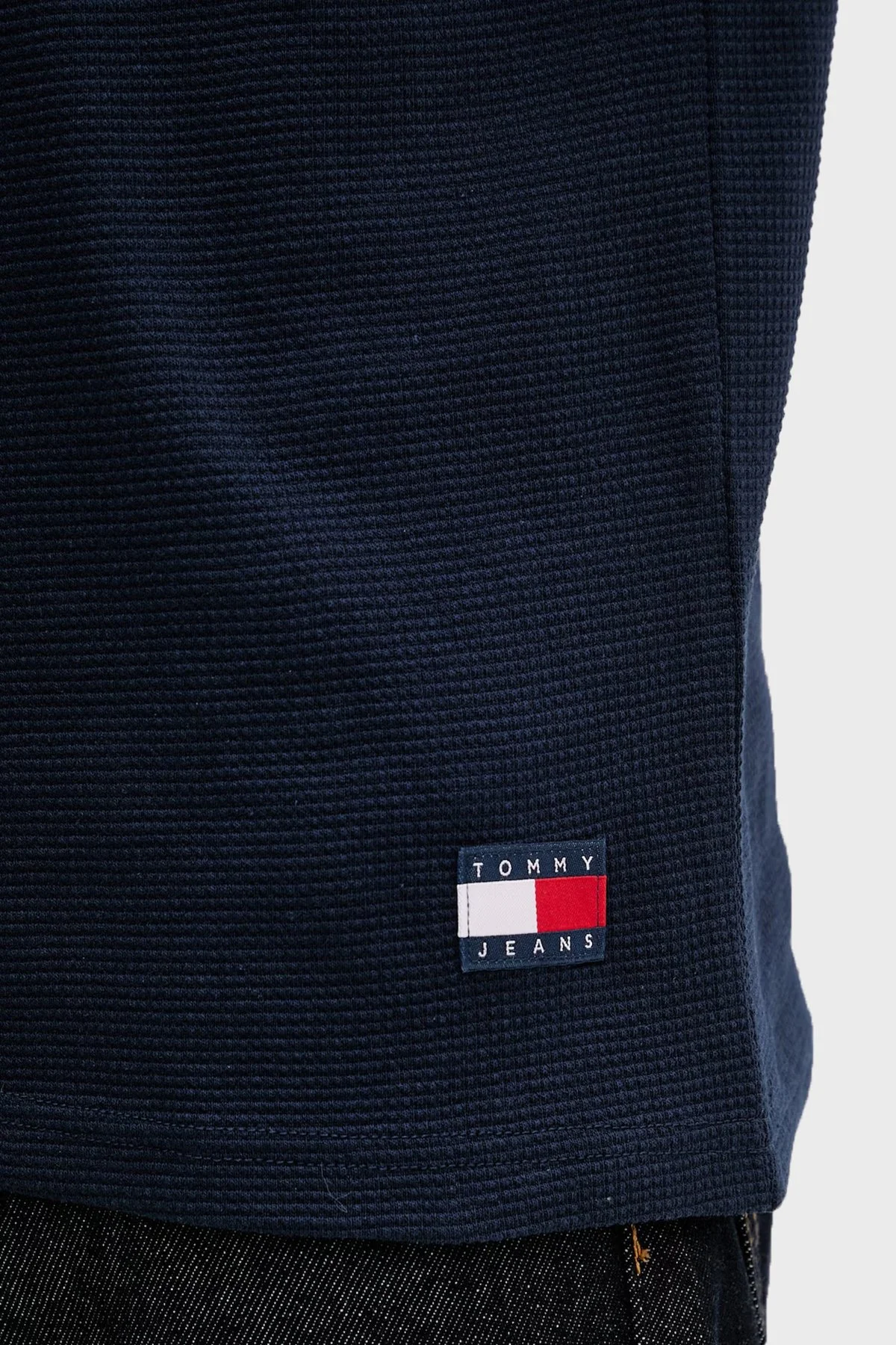 Tommy Jeans Logolu Pamuk Karışımlı Bisiklet Yaka Erkek T Shirt DM0DM22529 C1G LACİVERT - 5