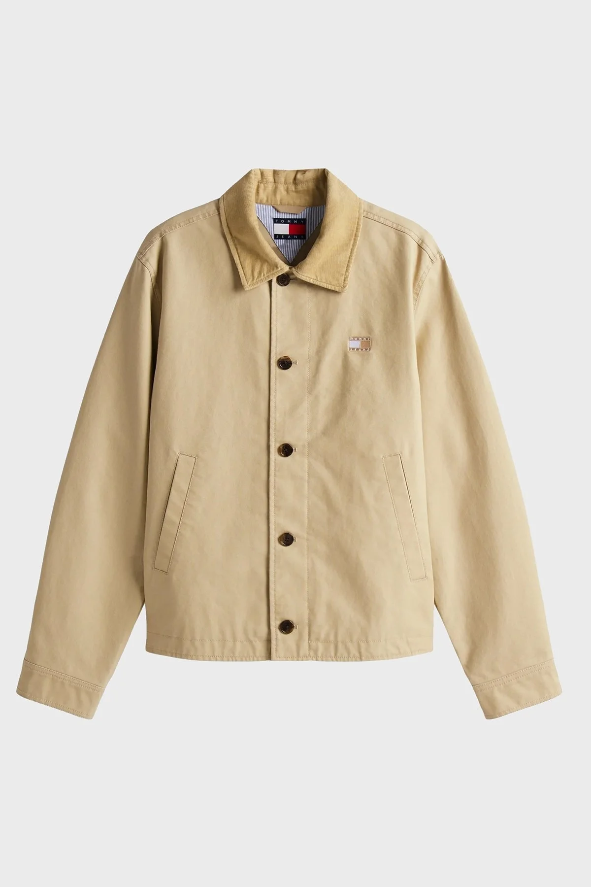 Tommy Jeans Logolu Pamuk Karışımlı Boxy Fit Erkek Ceket DM0DM21666 RBV BEJ - 4
