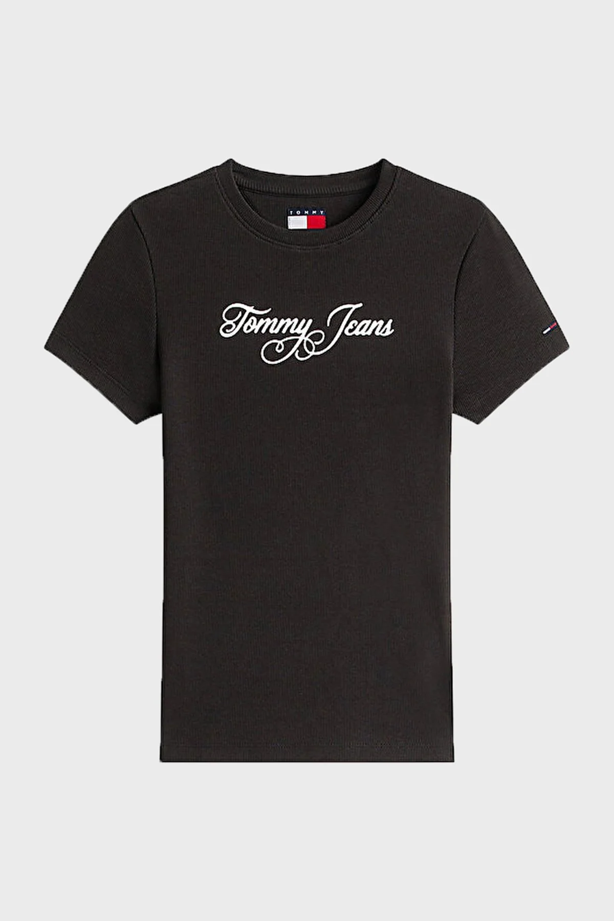 Tommy Jeans Logolu Pamuklu Bisiklet Yaka Kadın T Shirt DW0DW21838 BDS SİYAH - 5