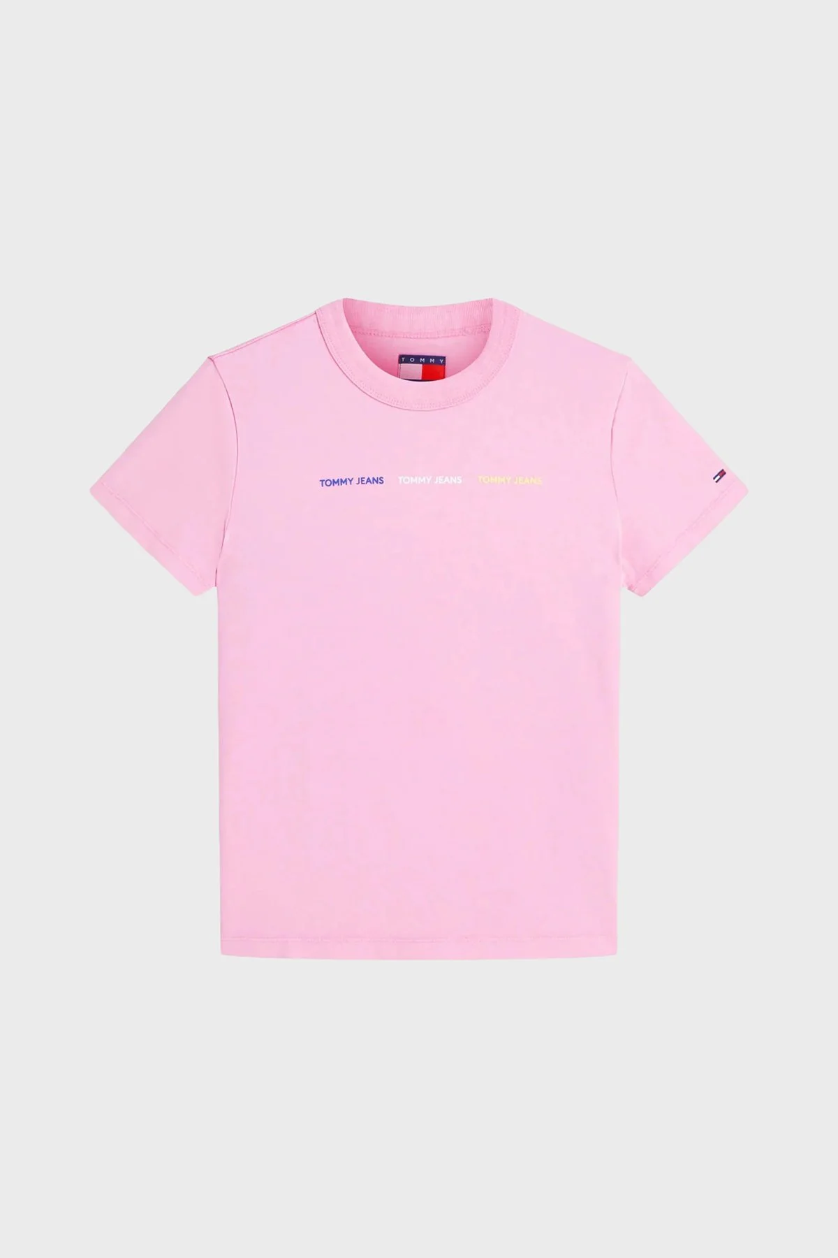 Tommy Jeans Logolu Pamuklu Bisiklet Yaka Kadın T Shirt DW0DW22905 TOU Pembe - 4