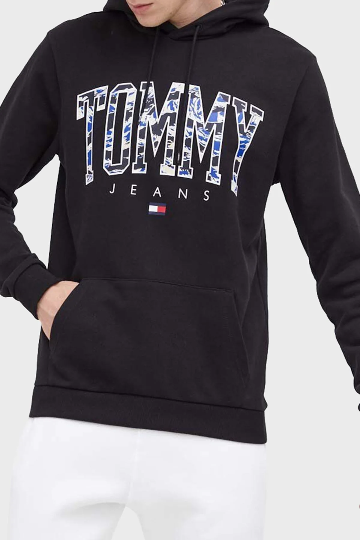 Tommy Jeans Logolu Pamuklu Kapüşonlu Kanguru Cepli Regular Fit Erkek Sweat DM0DM17810 BDS SİYAH - 1