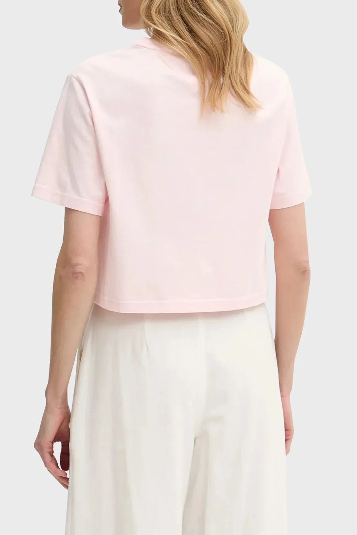 Tommy Jeans Logolu Pamuklu Oversize Fit Bisiklet Yaka Crop Bayan T Shirt DW0DW20326 TH3 AÇIK PEMBE - 8