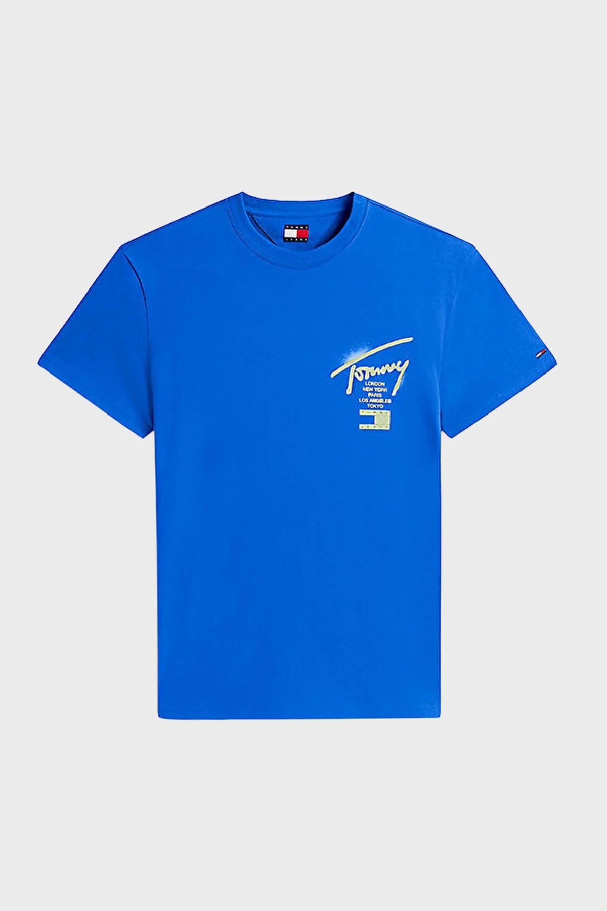 Tommy Jeans Logolu Pamuklu Regular Fit Bisiklet Yaka Erkek T Shirt DM0DM22553 C8O MAVİ - 4