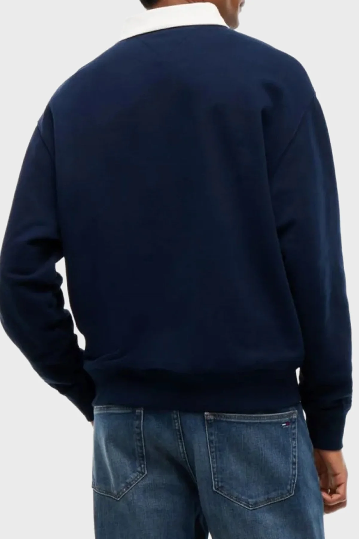 Tommy Jeans Logolu Pamuklu Regular Fit Düğmeli Polo Yaka Erkek Sweat DM0DM23586 C1G Lacivert - 3