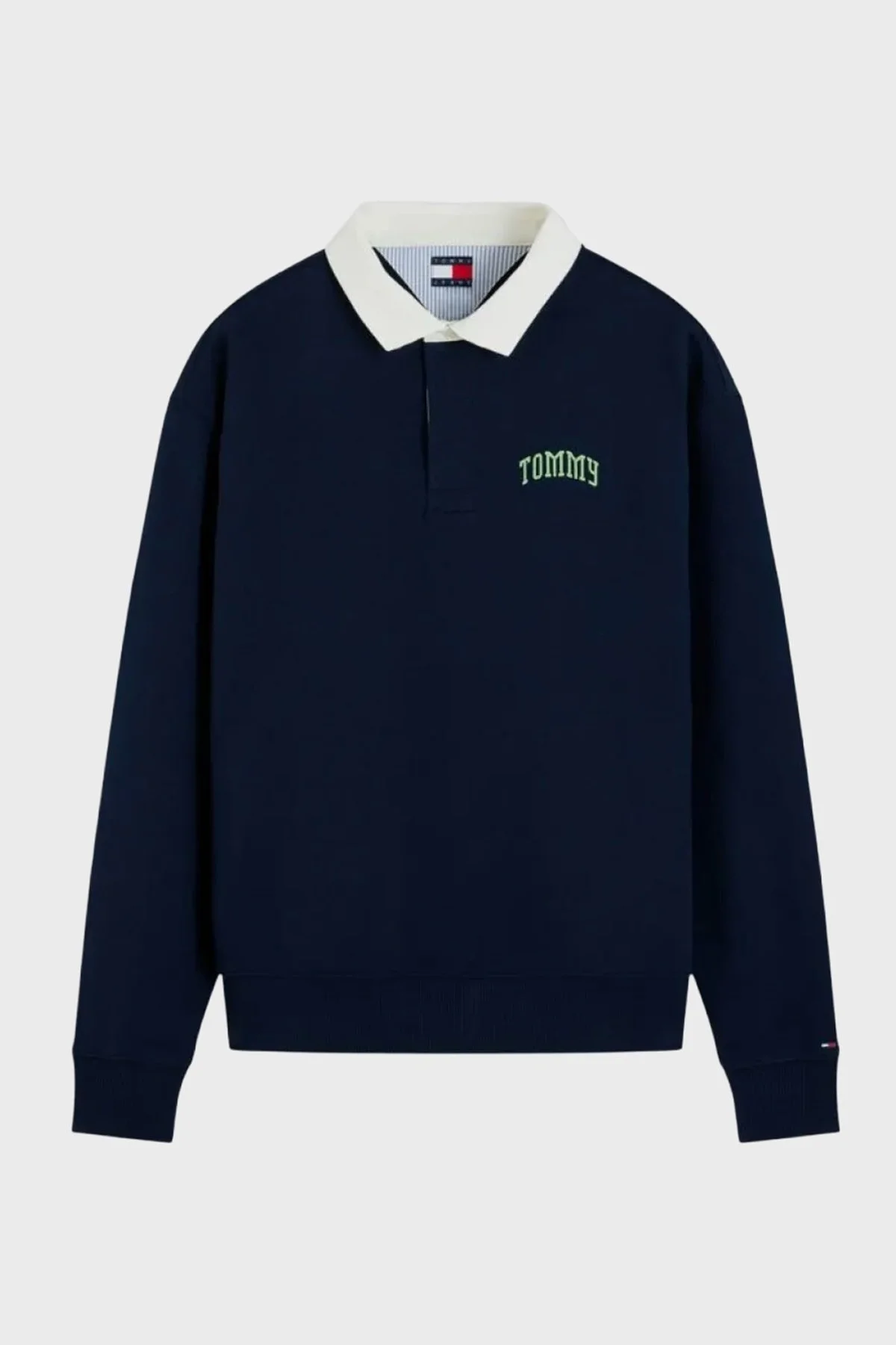 Tommy Jeans Logolu Pamuklu Regular Fit Düğmeli Polo Yaka Erkek Sweat DM0DM23586 C1G Lacivert - 5