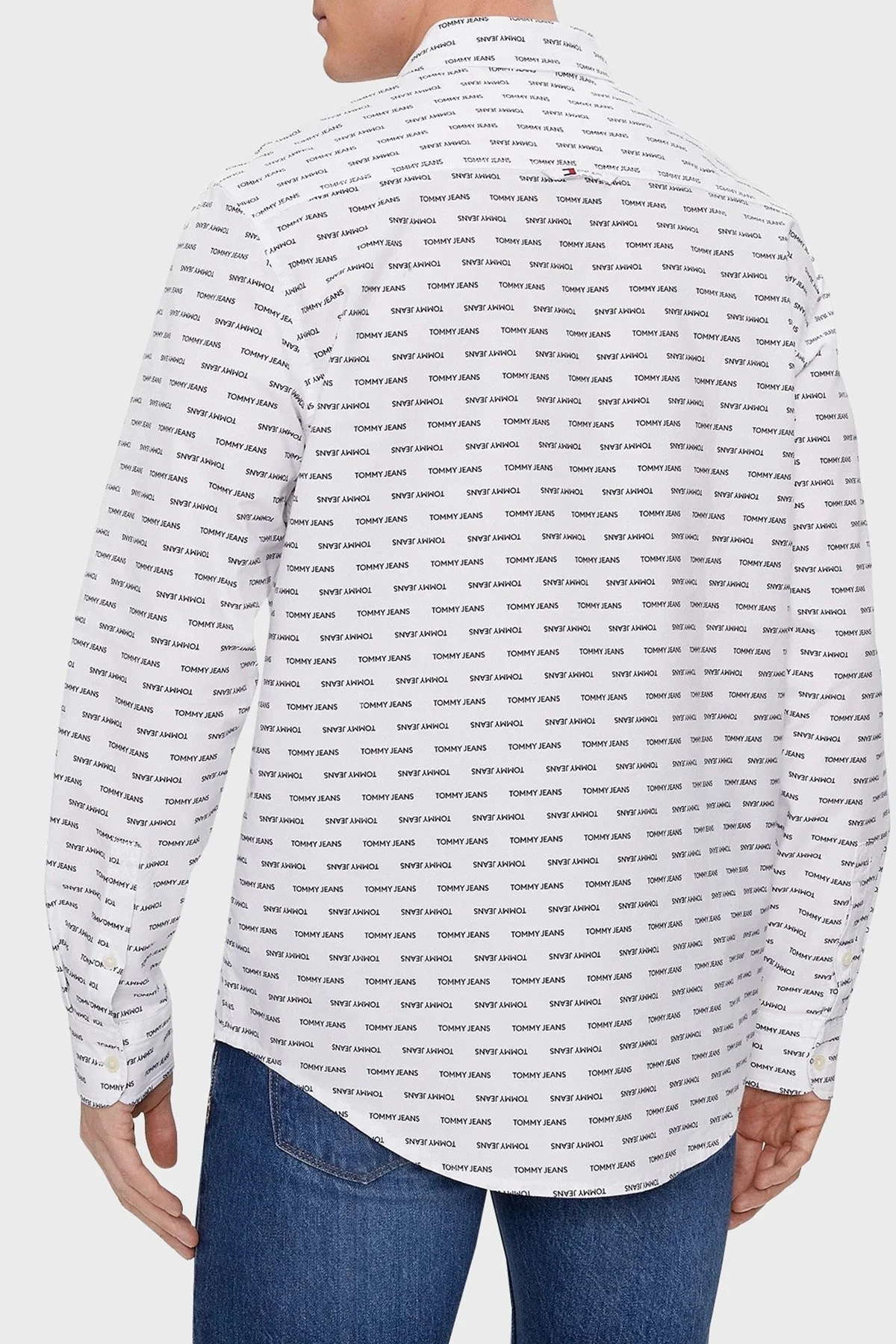 Tommy Jeans Logolu Pamuklu Regular Fit Erkek Gömlek DM0DM18337 YBR BEYAZ - 3