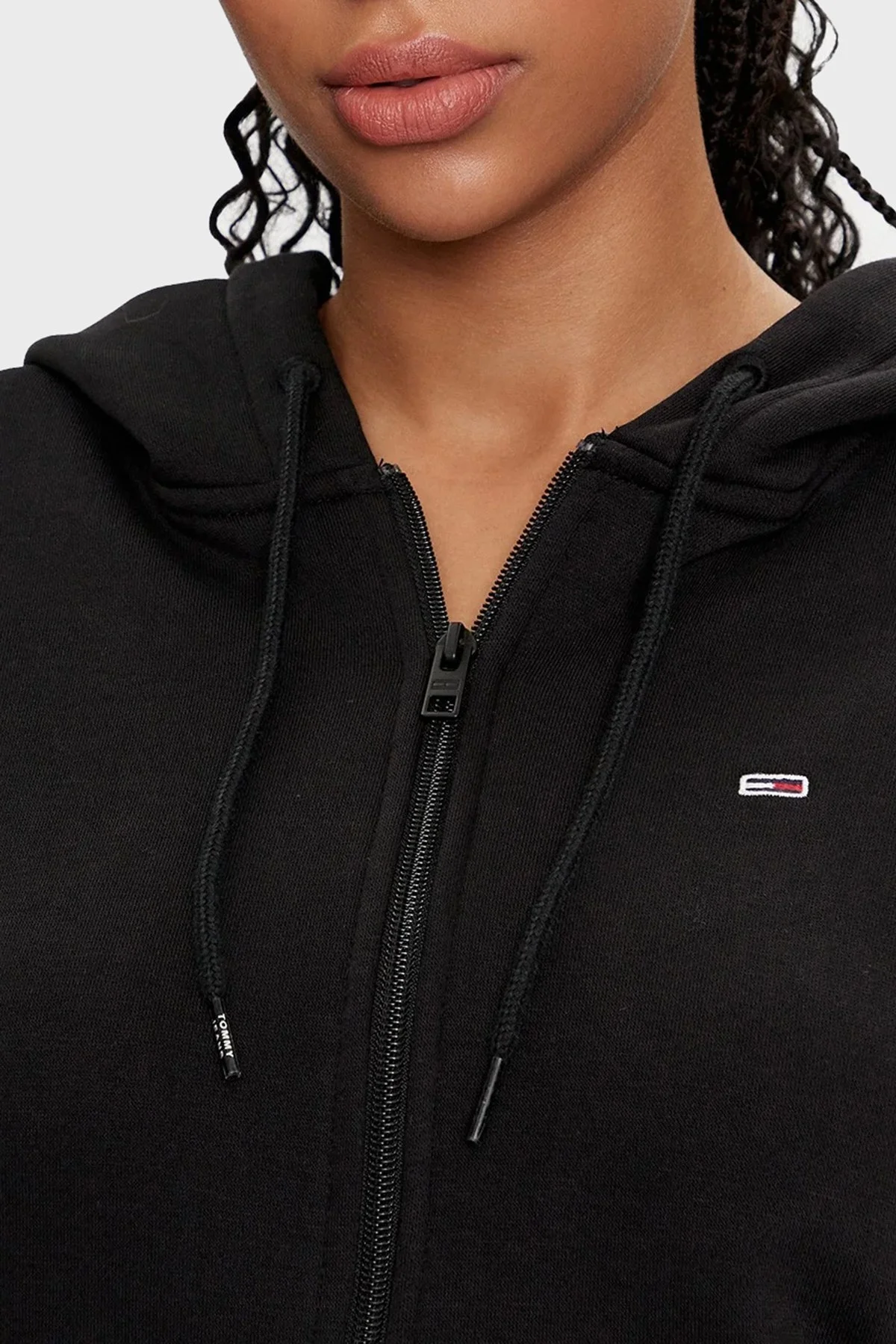 Tommy Jeans Logolu Pamuklu Regular Fit Kapüşonlu Bayan Sweat DW0DW19729 BDS SİYAH - 4