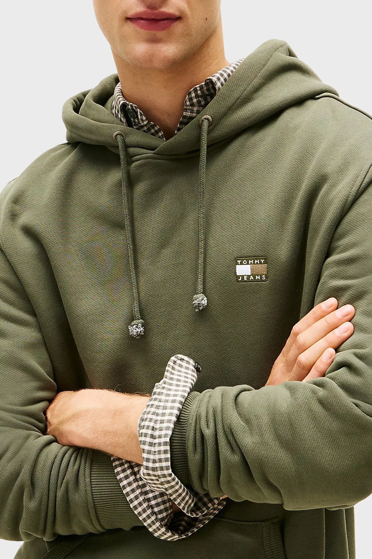 Tommy Jeans Logolu Pamuklu Regular Fit Kapüşonlu Erkek Sweat DM0DM20258 0H7 KOYU YEŞİL - 4