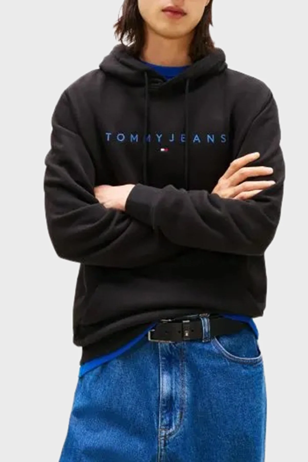 Tommy Jeans Logolu Pamuklu Regular Fit Kapüşonlu Polar Erkek Sweat DM0DM20746 0GK SİYAH - 1