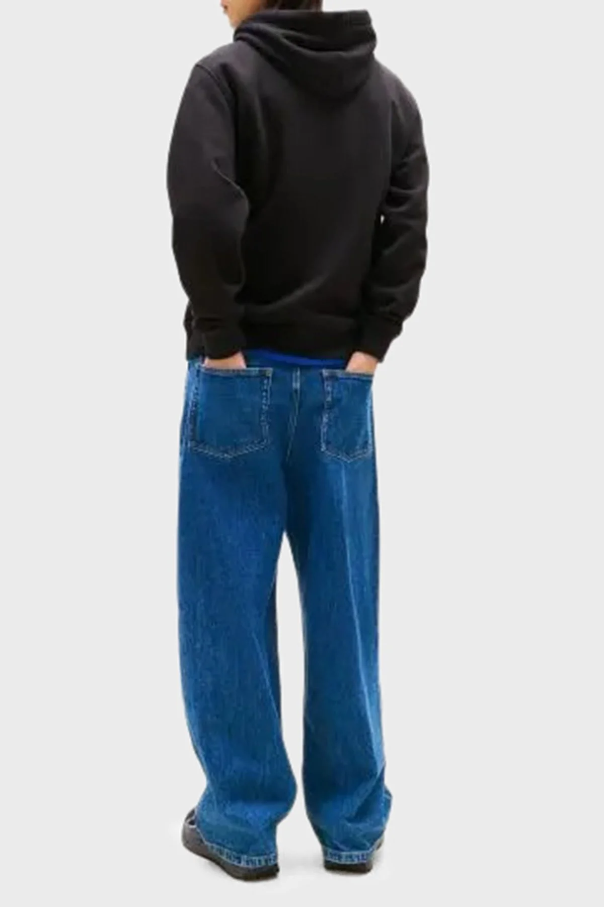 Tommy Jeans Logolu Pamuklu Regular Fit Kapüşonlu Polar Erkek Sweat DM0DM20746 0GK SİYAH - 3