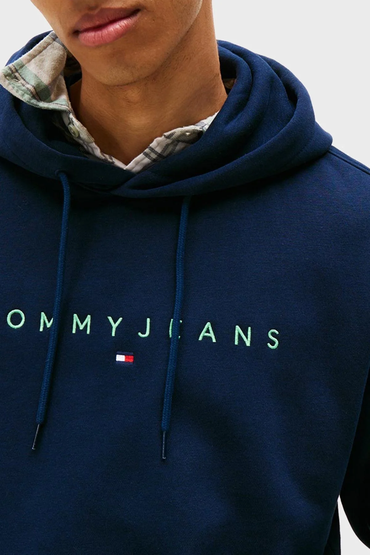 Tommy Jeans Logolu Pamuklu Regular Fit Kapüşonlu Polar Erkek Sweat DM0DM20746 0GY LACİVERT - 4