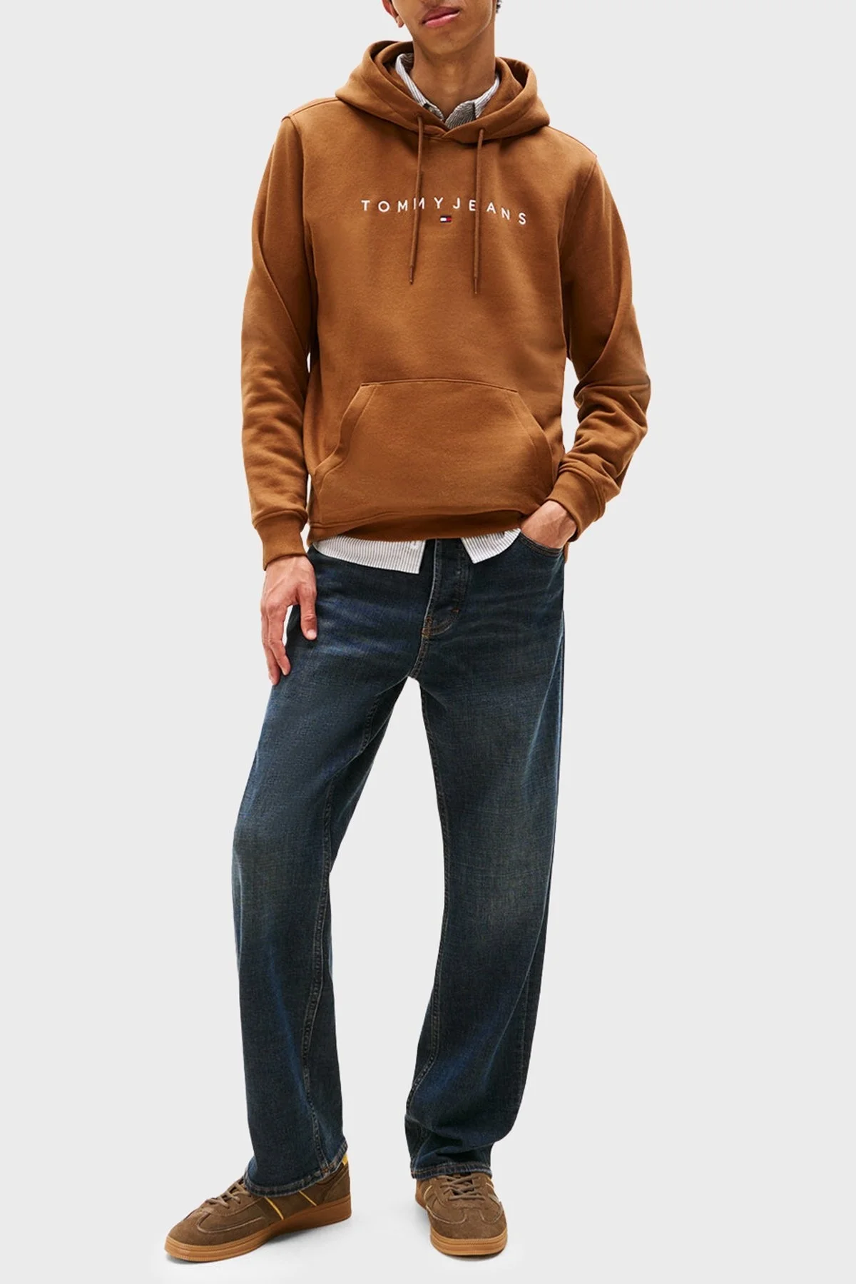 Tommy Jeans Logolu Pamuklu Regular Fit Kapüşonlu Polar Erkek Sweat DM0DM20746 GVP KAHVE - 2