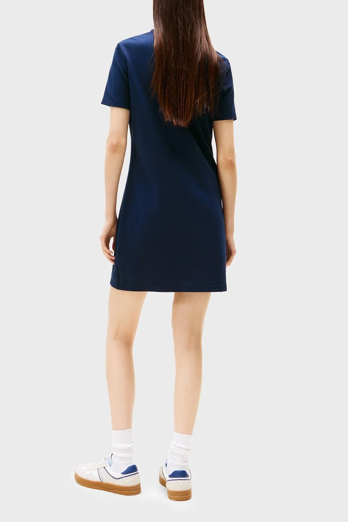 Tommy Jeans Logolu Pamuklu Regular Fit Polo Yaka Mini Boy Bayan Elbise DW0DW20302 C1G LACİVERT - 8