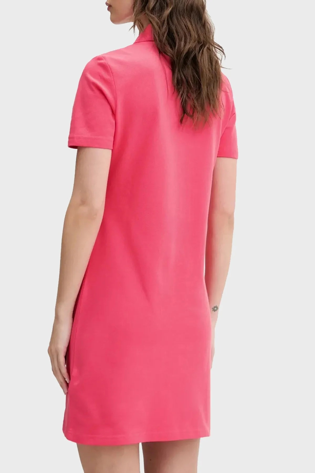 Tommy Jeans Logolu Pamuklu Regular Fit Polo Yaka Mini Boy Bayan Elbise DW0DW20302 XI2 PEMBE - 7