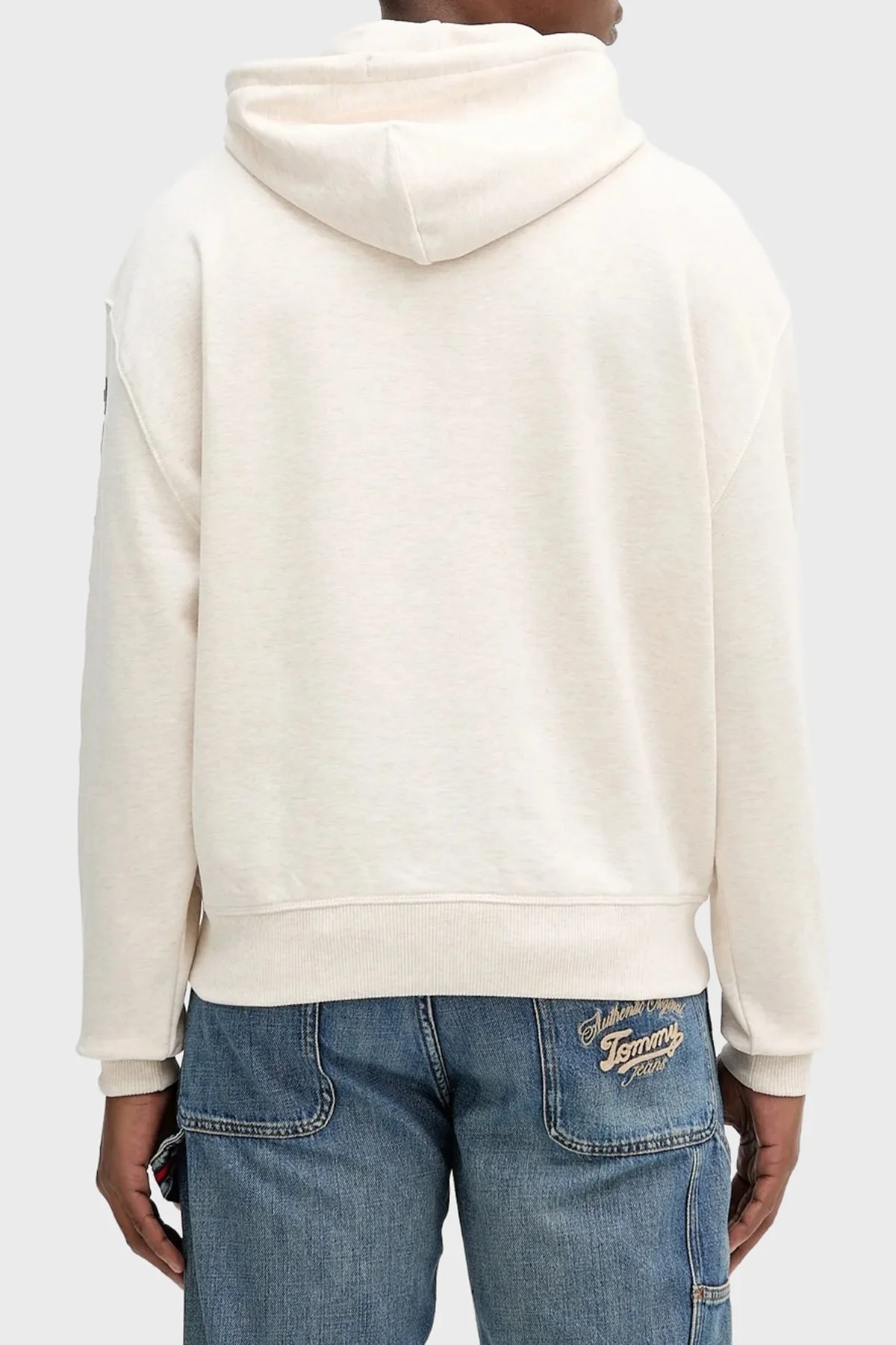 Tommy Jeans Logolu Pamuklu Relaxed Fit Kapüşonlu Kanguru Cepli Erkek Sweat DM0DM21834 AE3 BEJ - 3