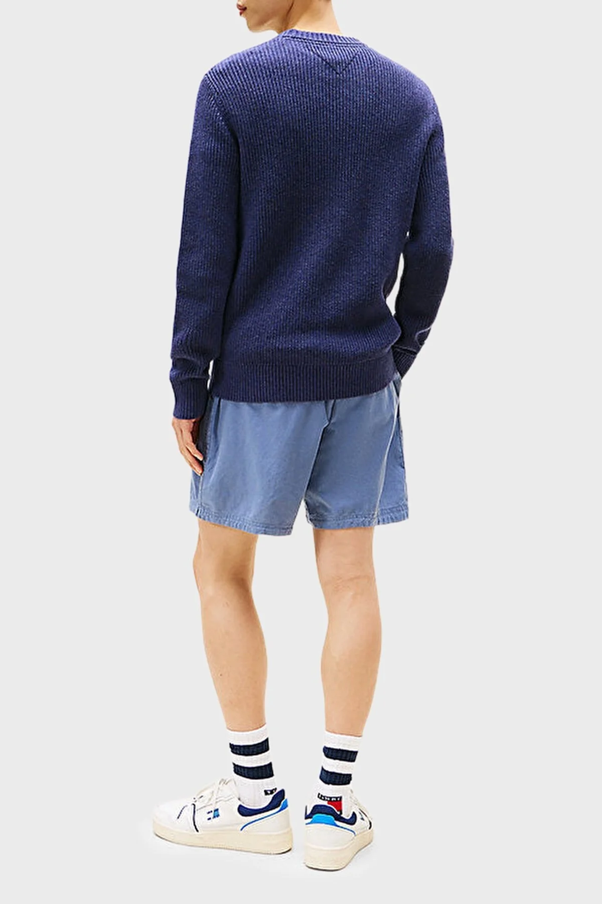 Tommy Jeans Logolu Pamuklu Slim Fit Bisiklet Yaka Örgü Erkek Kazak DM0DM21652 DSE LACİVERT - 3