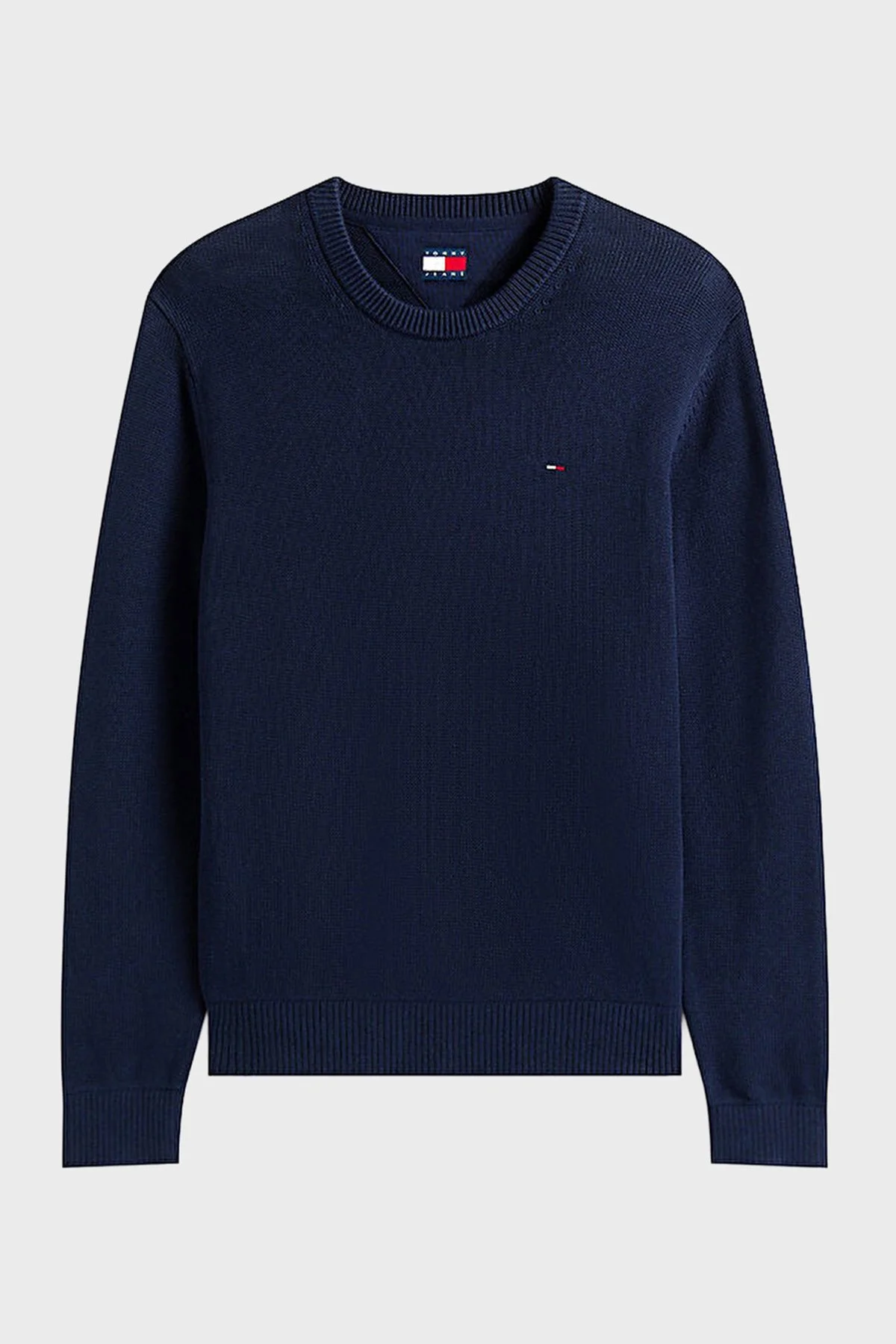 Tommy Jeans Logolu Pamuklu Slim Fit Bisiklet Yaka Örme Erkek Kazak DM0DM21787 C1G LACİVERT - 5