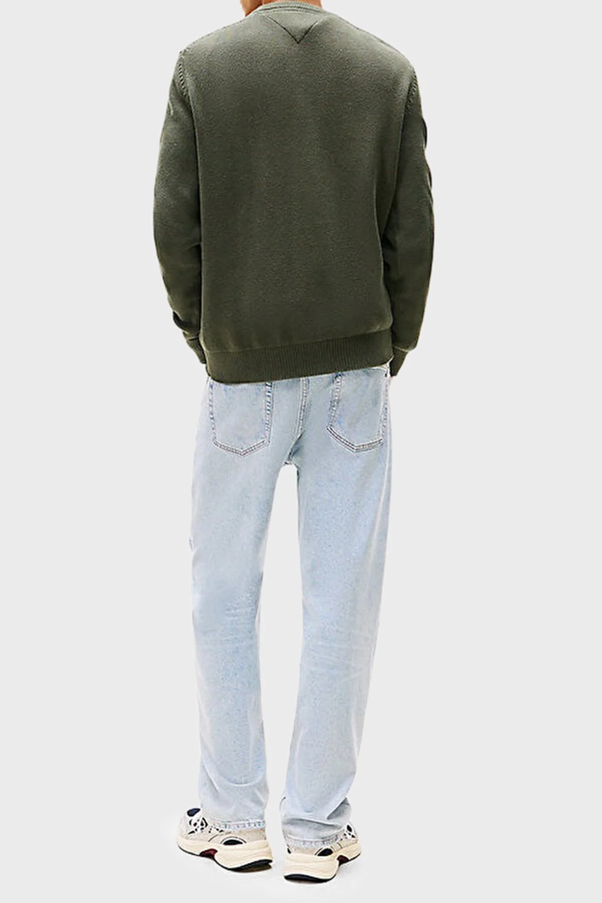 Tommy Jeans Logolu Pamuklu Slim Fit Bisiklet Yaka Örme Erkek Kazak DM0DM21787 MRH KOYU YEŞİL - 3