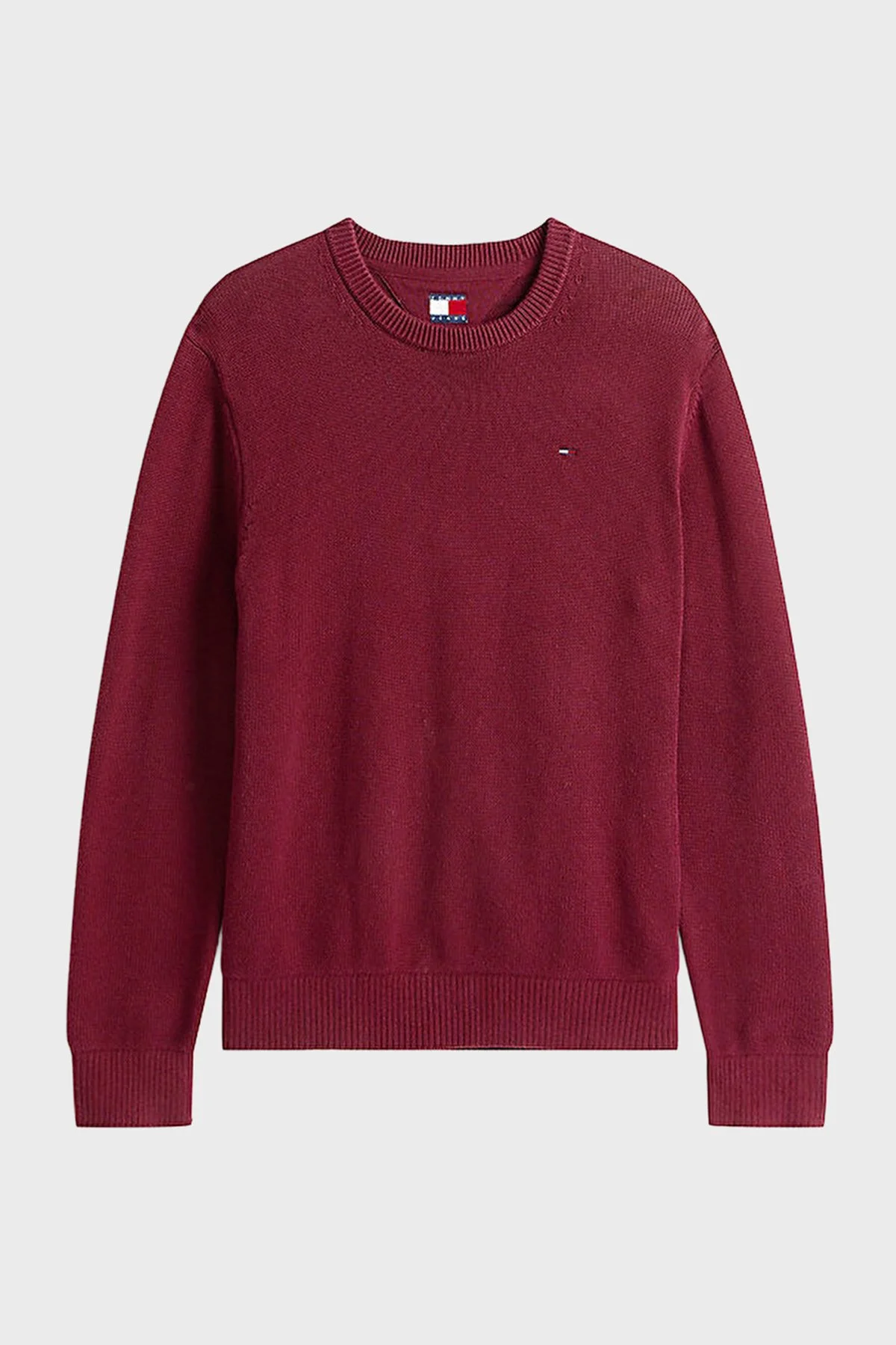 Tommy Jeans Logolu Pamuklu Slim Fit Bisiklet Yaka Örme Erkek Kazak DM0DM21787 XIU KIRMIZI - 5