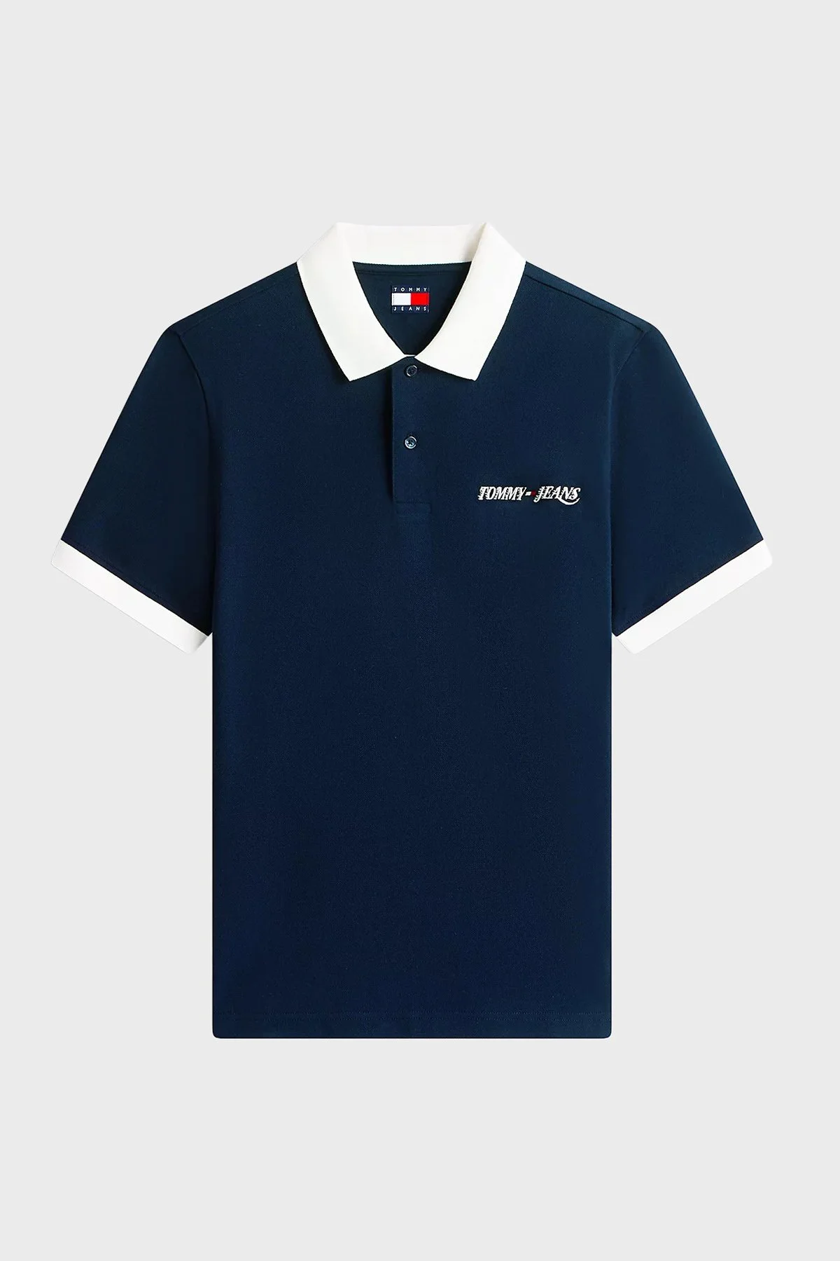 Tommy Jeans Logolu Pamuklu Standart Fit Düğmeli Erkek Polo Yaka T Shirt DM0DM23036 C1G LACİVERT - 5