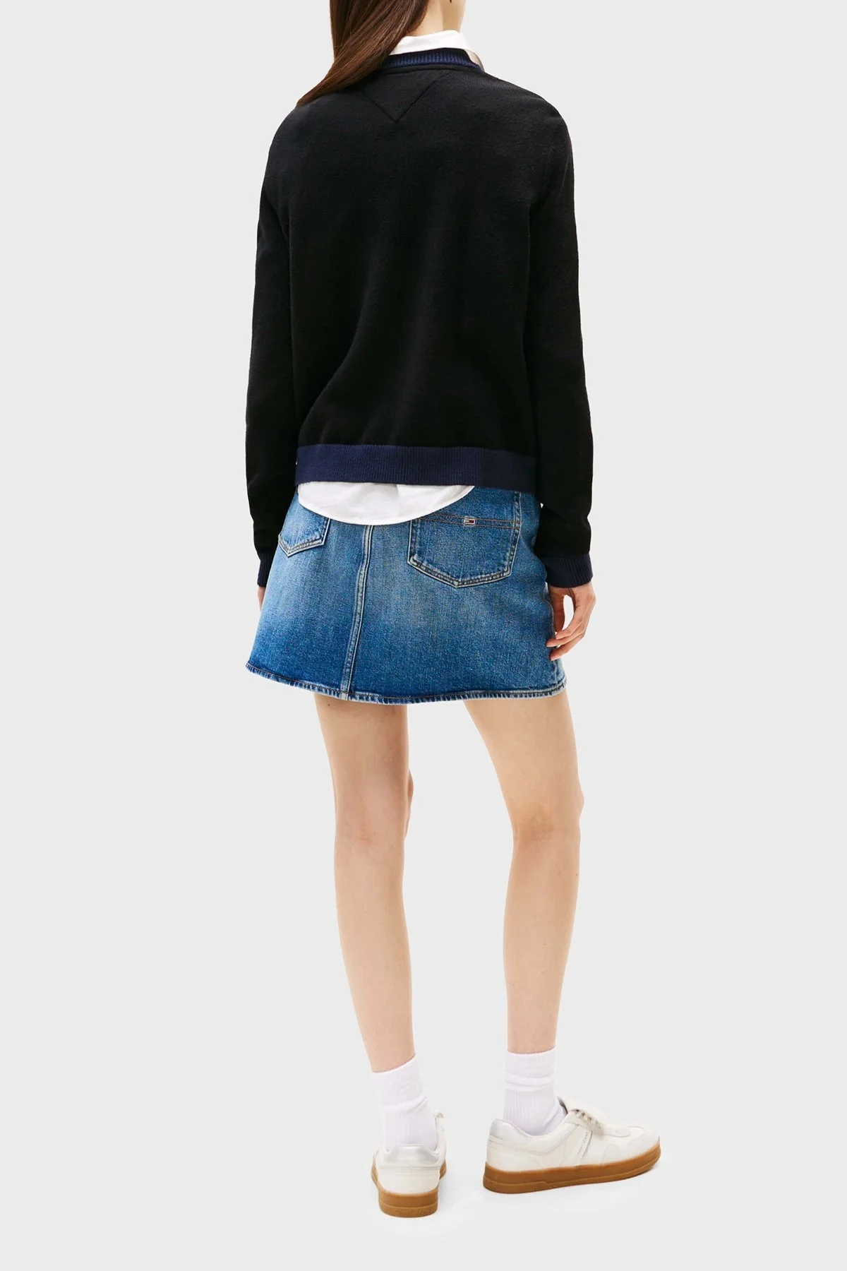 Tommy Jeans Logolu Regular Fit Bisiklet Yaka Bayan Kazak DW0DW20970 BDS SİYAH - 3