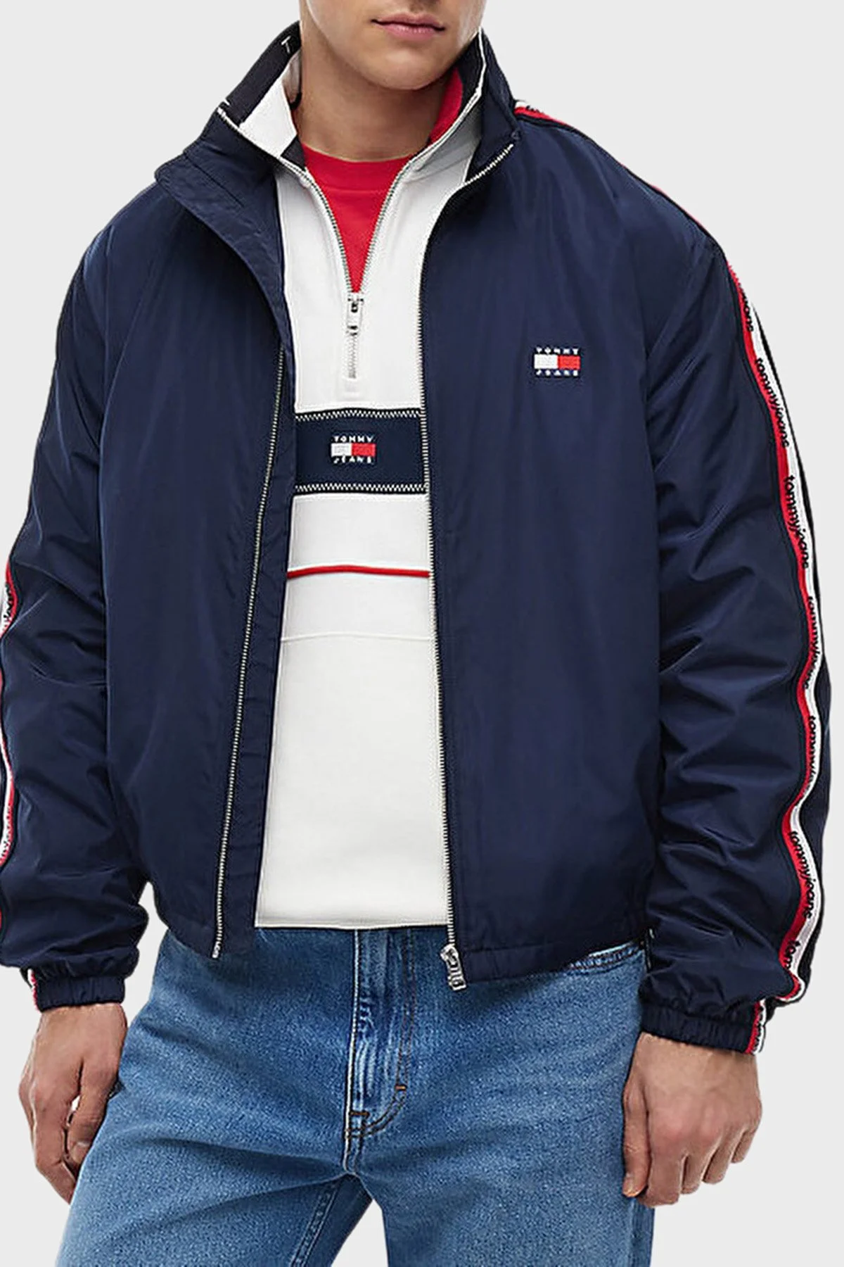 Tommy Jeans Logolu Regular Fit Dik Yaka Ceket Erkek Mont DM0DM23218 C1G Lacivert - 1