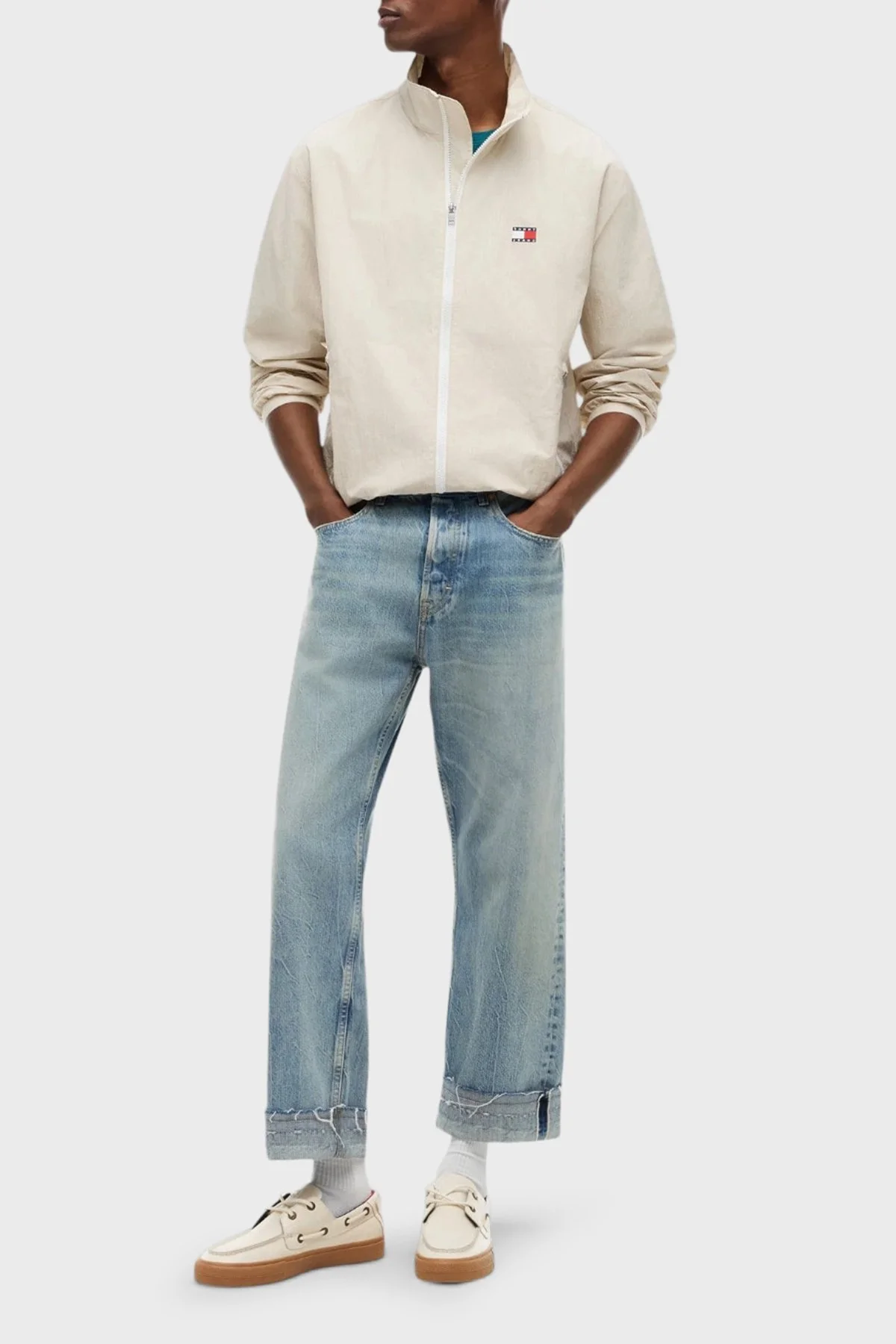 Tommy Jeans Logolu Regular Fit Dik Yaka Erkek Mont DM0DM23229 ACI Bej - 2