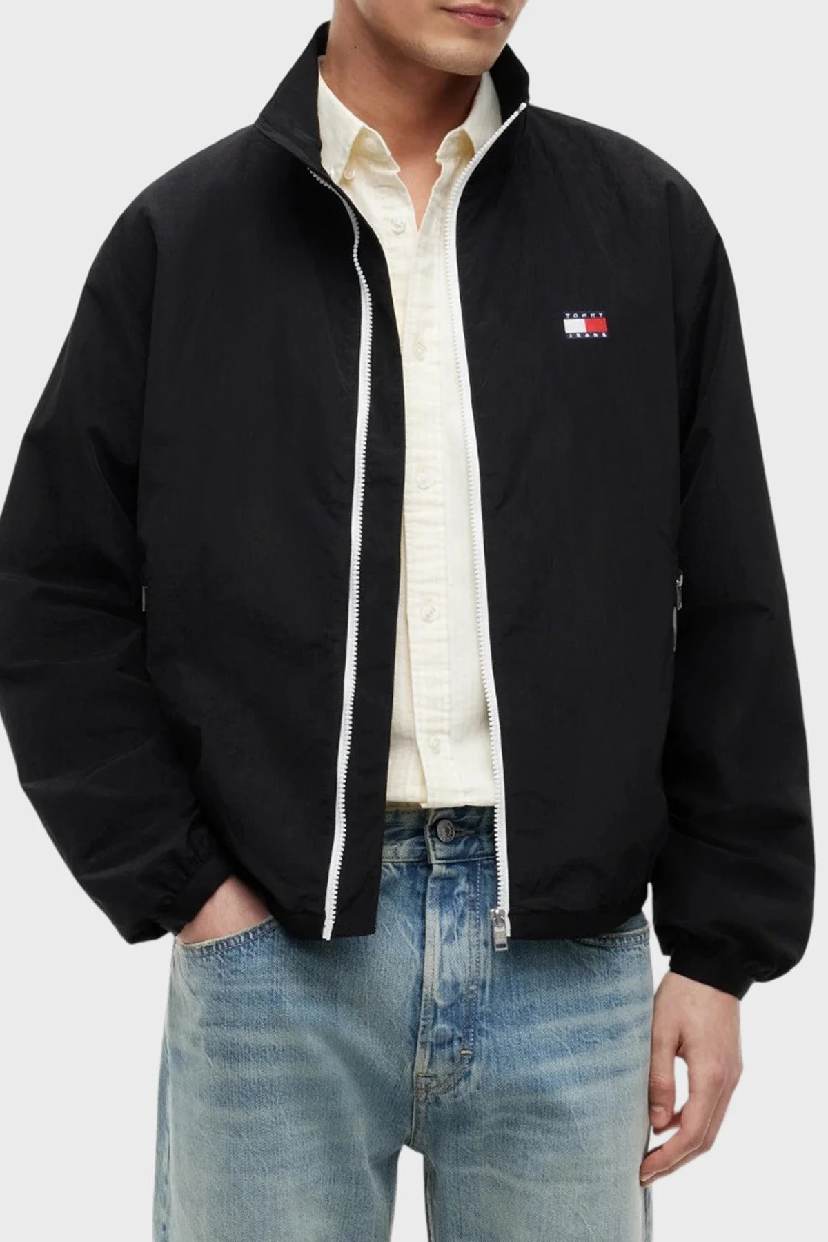 Tommy Jeans Logolu Regular Fit Dik Yaka Erkek Mont DM0DM23229 BDS Siyah - 1