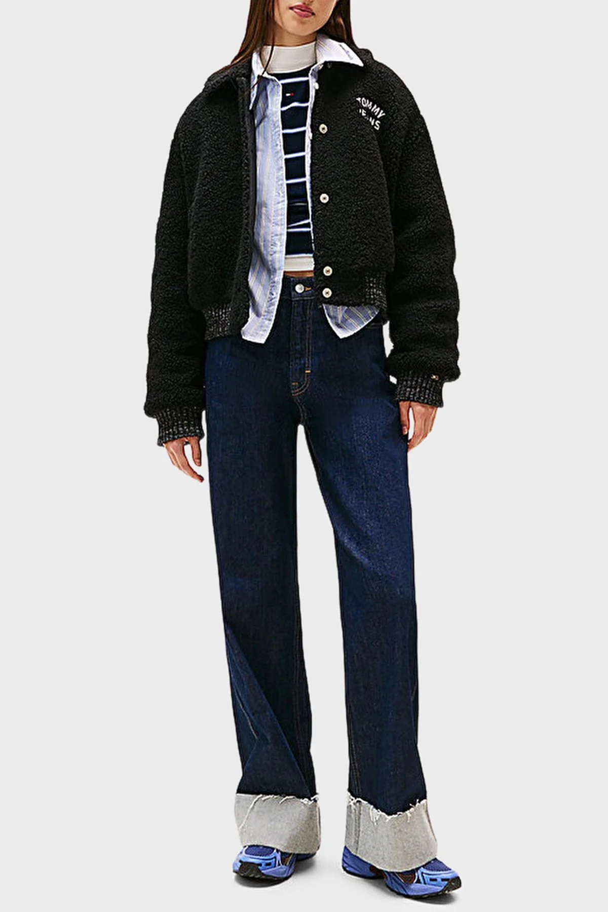 Tommy Jeans Logolu Relaxed Fit Teddy Bomber Bayan Ceket DW0DW21666 BDS SİYAH - 2