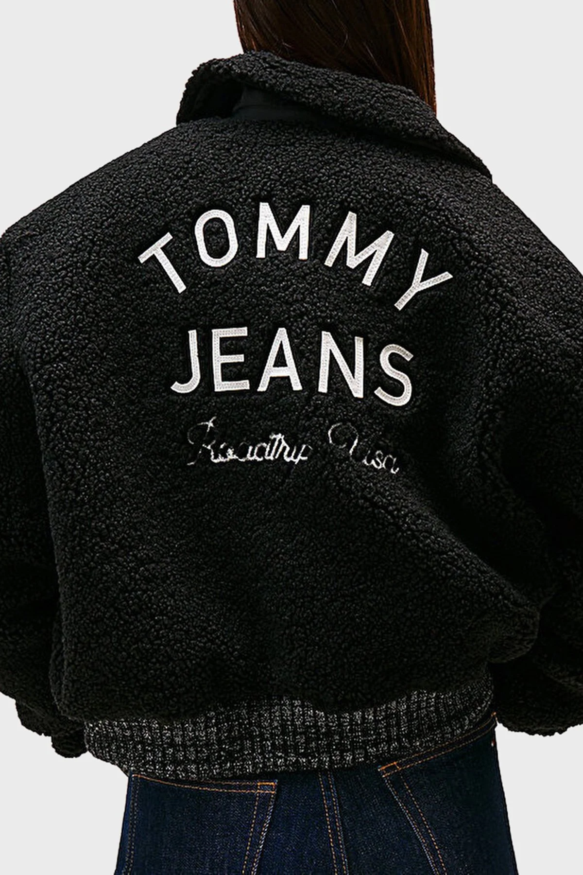 Tommy Jeans Logolu Relaxed Fit Teddy Bomber Bayan Ceket DW0DW21666 BDS SİYAH - 4