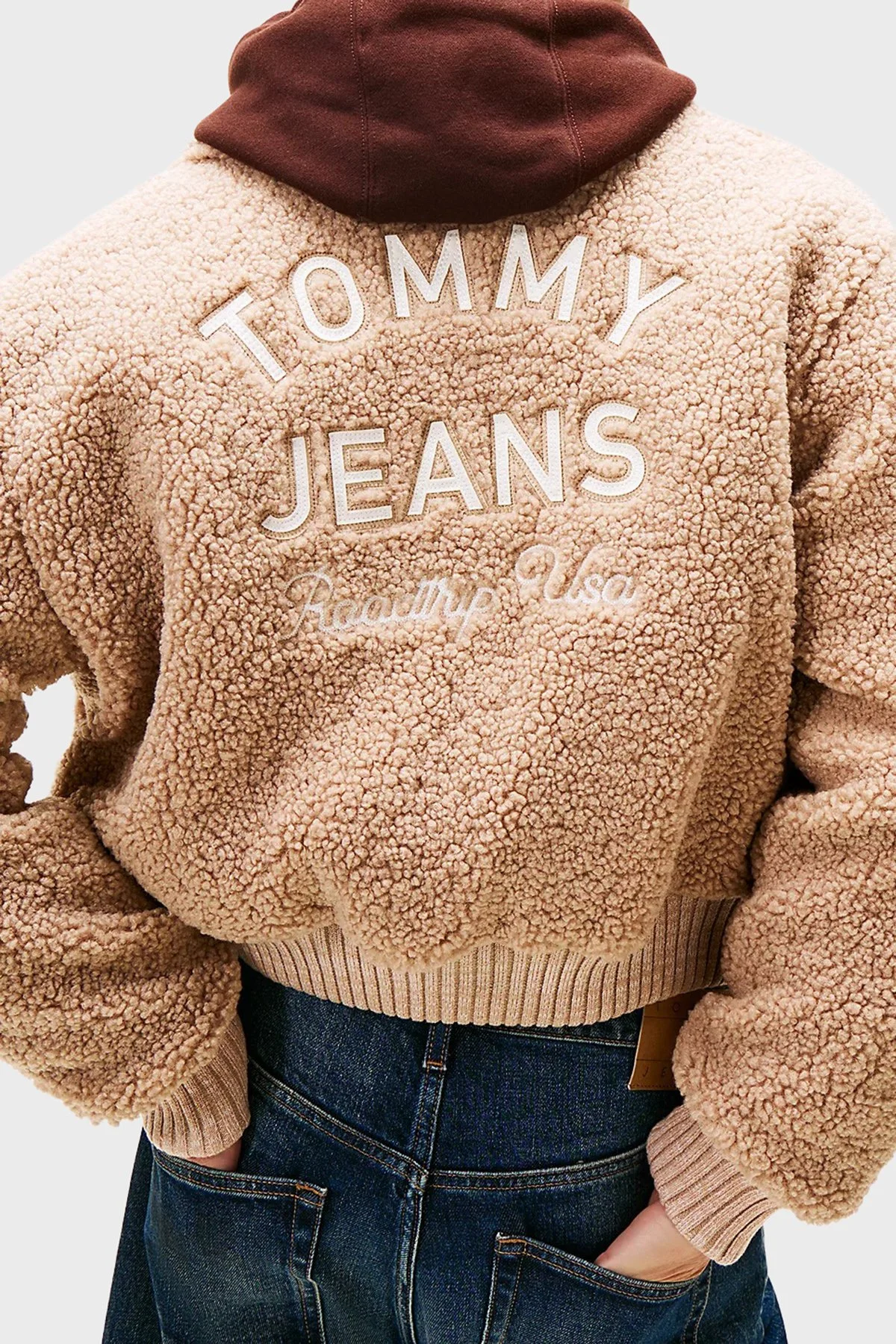 Tommy Jeans Logolu Relaxed Fit Teddy Bomber DW0DW21666GUQ Bayan Ceket DW0DW21666 GUQ KAHVE - 5