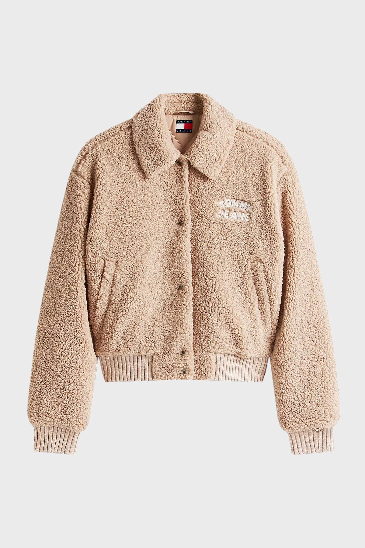 Tommy Jeans Logolu Relaxed Fit Teddy Bomber DW0DW21666GUQ Bayan Ceket DW0DW21666 GUQ KAHVE - 6