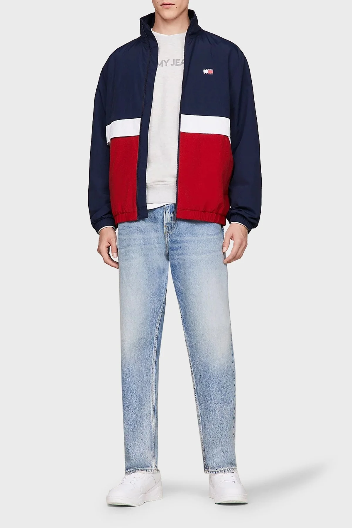 Tommy Jeans Logolu Renk Bloklu Dik Yaka Relaxed Fit Hafif İnce Erkek Mont DM0DM17887 C1G LACİVERT-KIRMIZI - 2