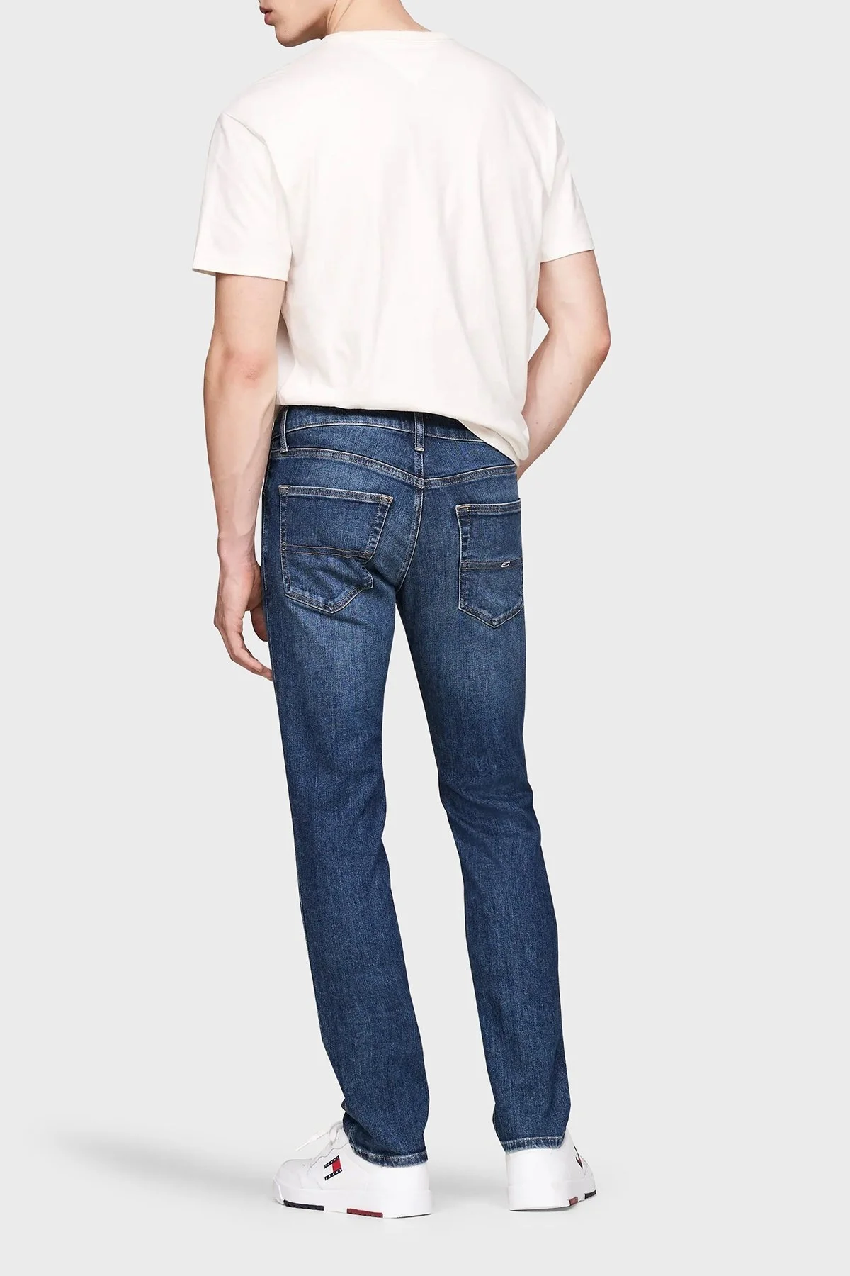 Tommy Jeans Logolu Streç Pamuklu Slim Fit Dar Paça Jeans Erkek Kot Pantolon DM0DM20187 1BK LACİVERT - 8