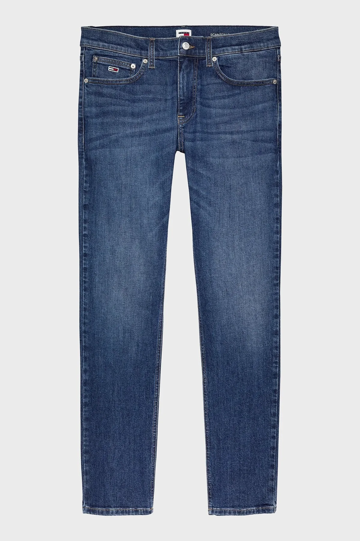 Tommy Jeans Logolu Streç Pamuklu Slim Fit Dar Paça Jeans Erkek Kot Pantolon DM0DM20187 1BK LACİVERT - 10