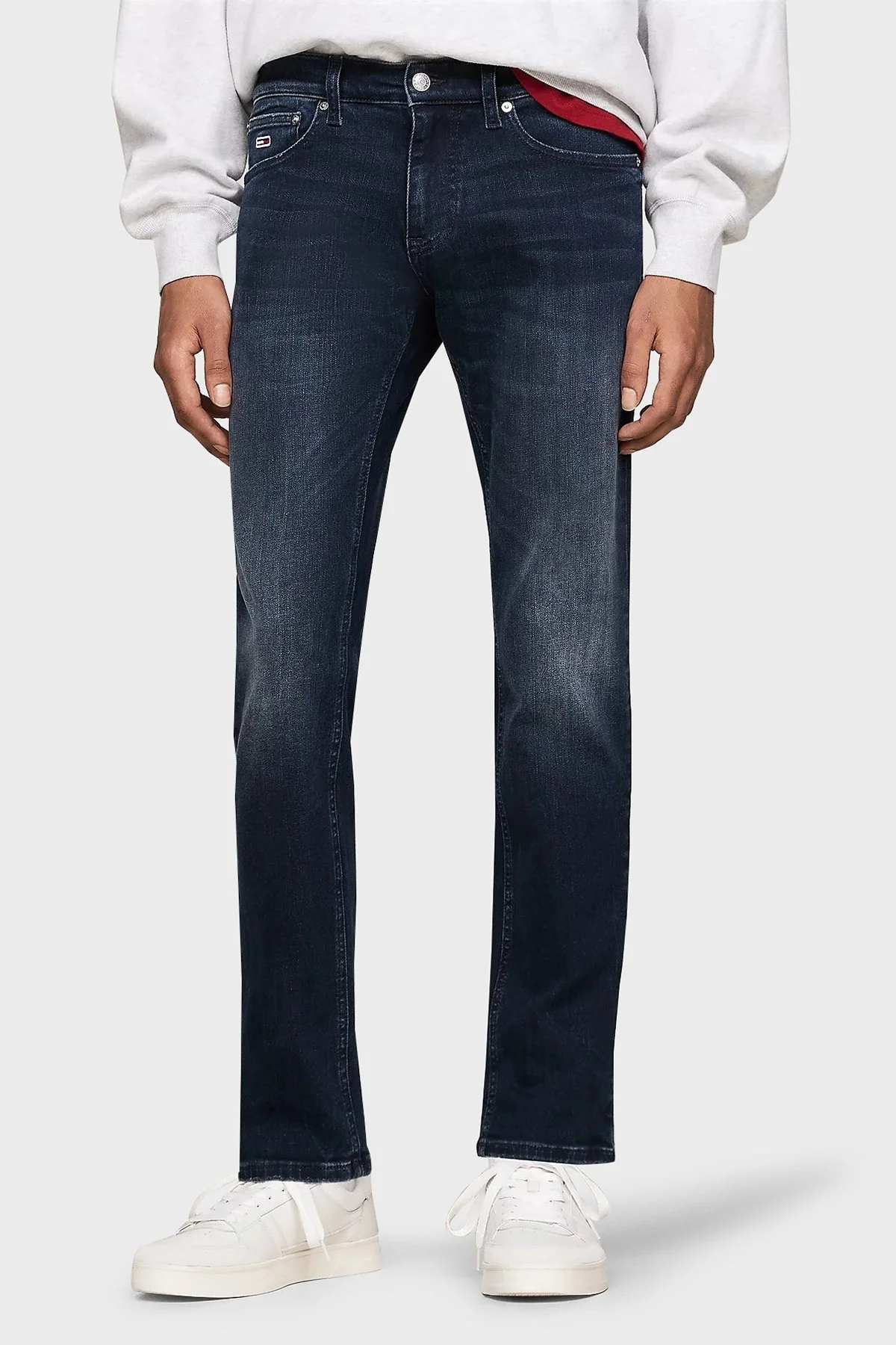 Tommy Jeans Logolu Streç Pamuklu Slim Fit Düz Paça Jeans Erkek Kot Pantolon DM0DM20386 1BK LACİVERT - 6